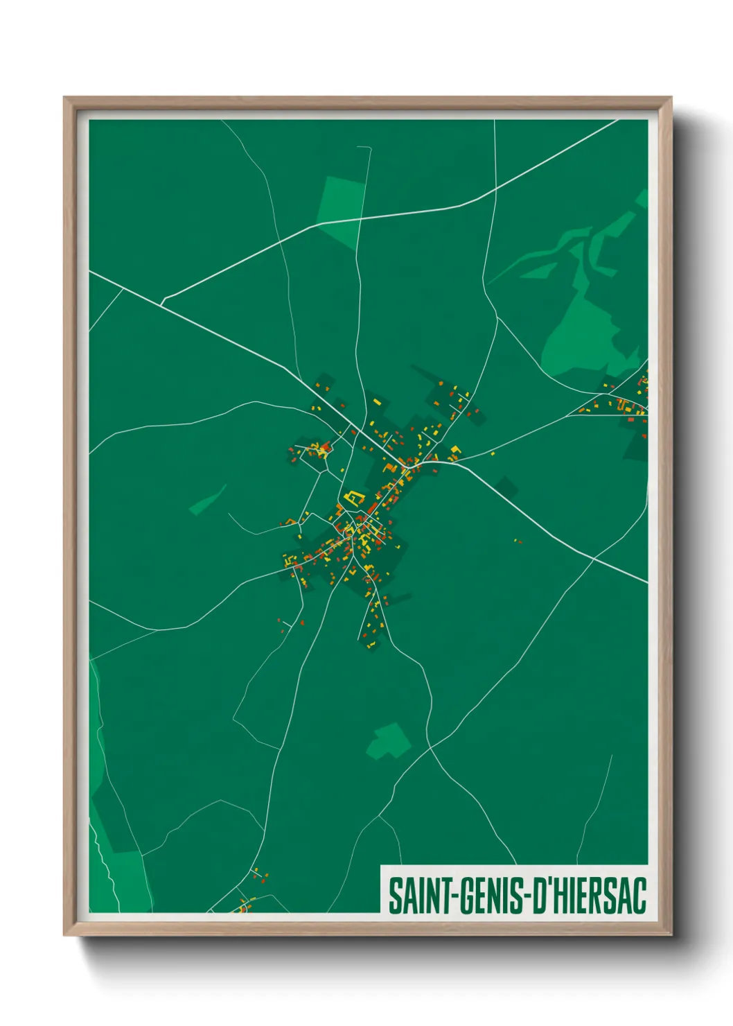 Une affiche de carte sur Saint-Genis-d'Hiersac