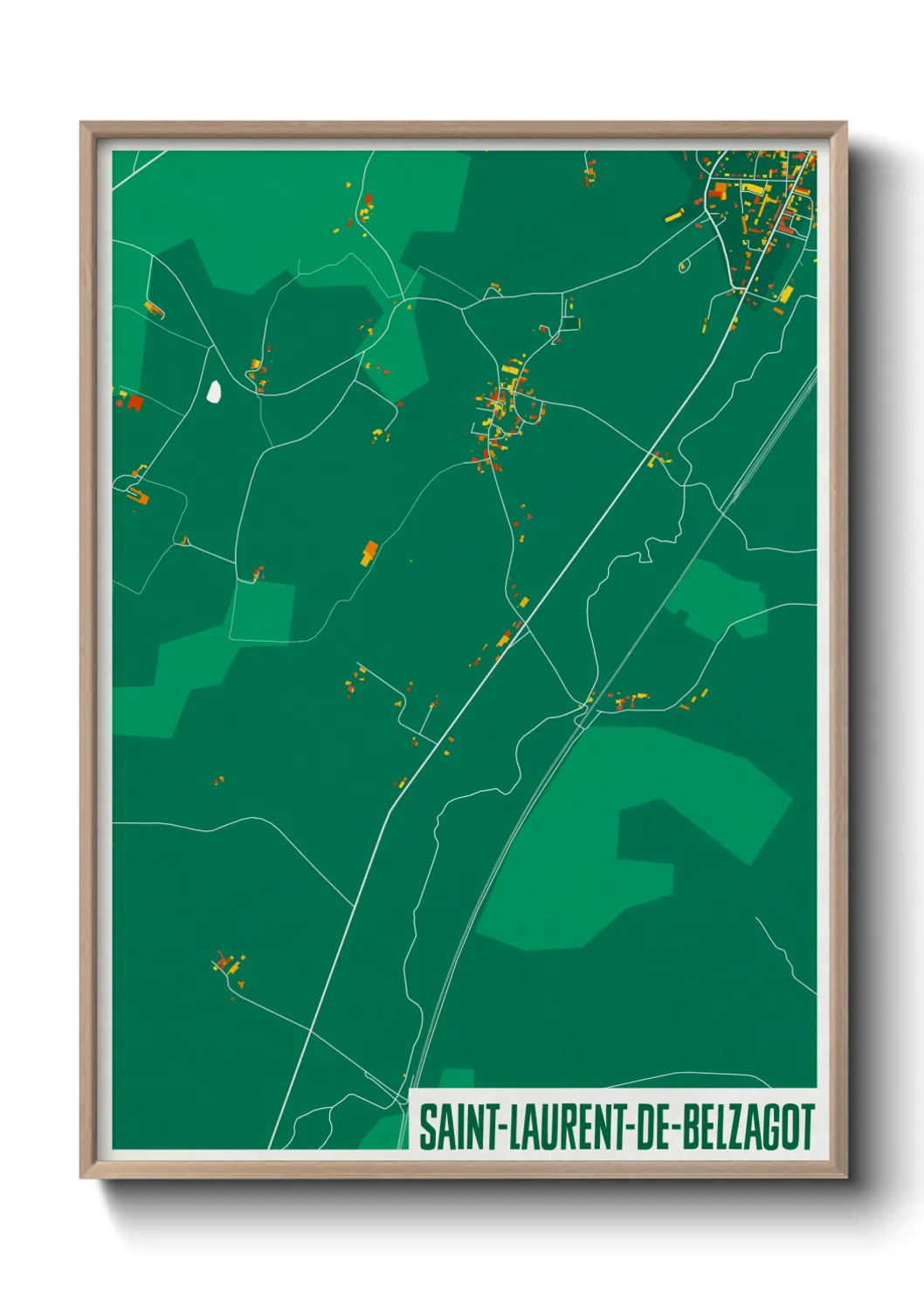Une affiche de carte sur Saint-Laurent-de-Belzagot