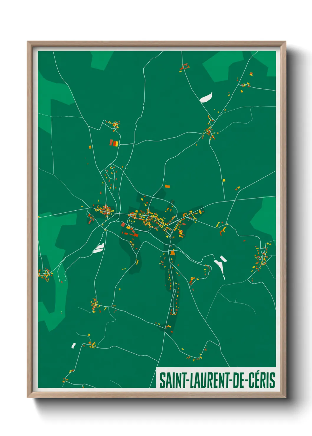 Une affiche de carte sur Saint-Laurent-de-Céris