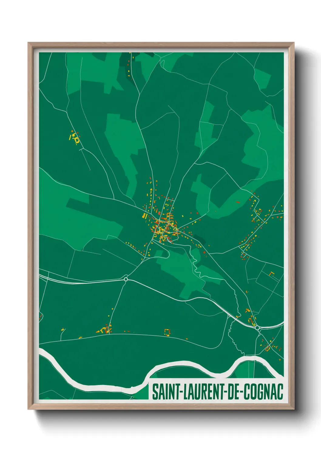 Une affiche de carte sur Saint-Laurent-de-Cognac