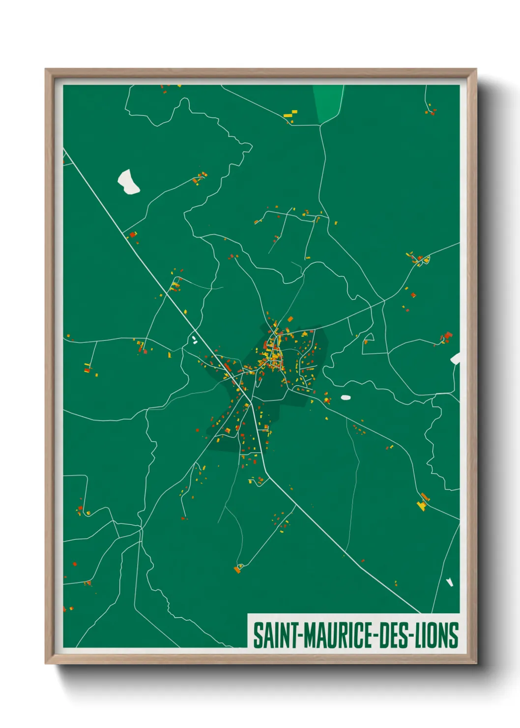 Une affiche de carte sur Saint-Maurice-des-Lions