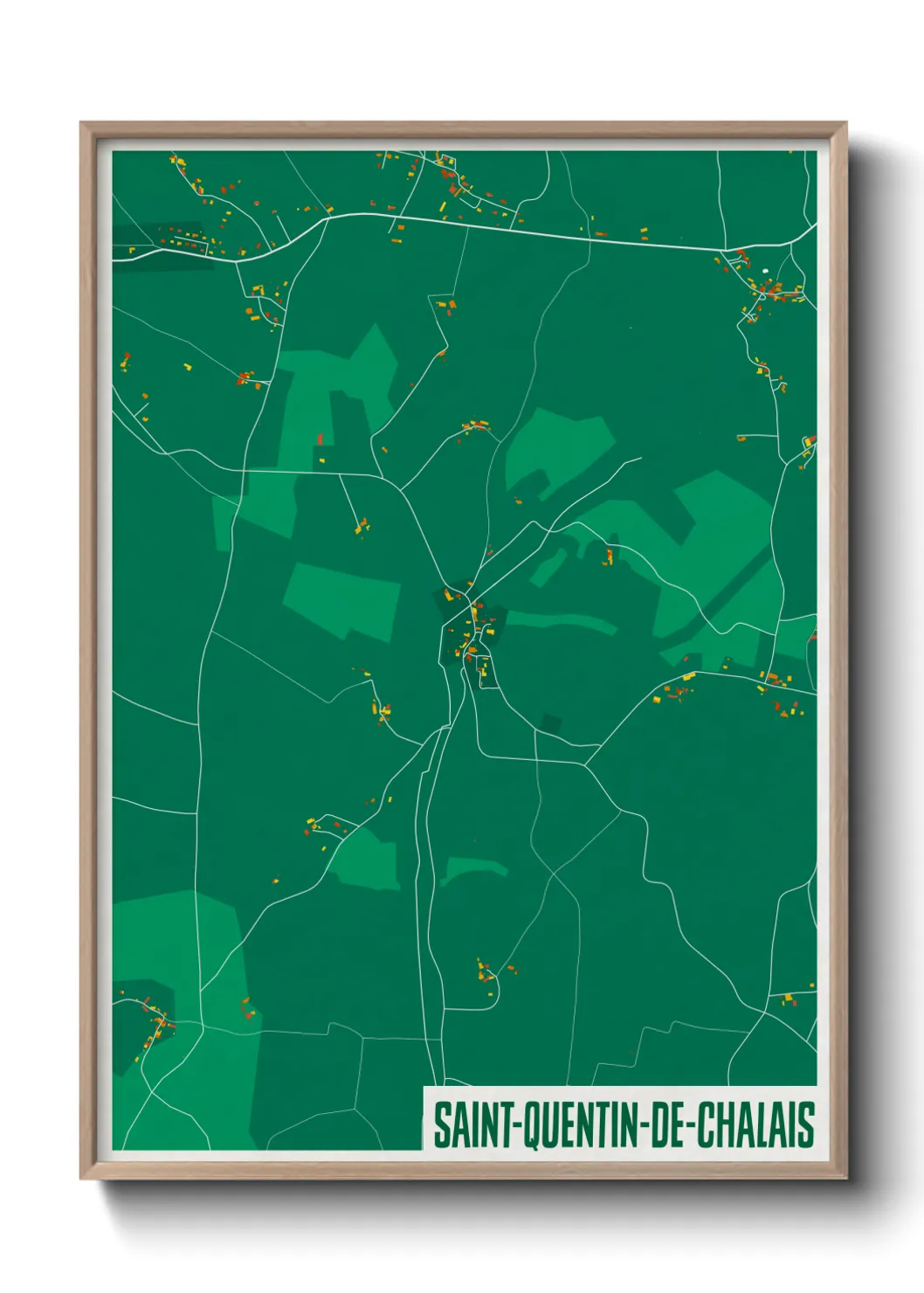 Une affiche de carte sur Saint-Quentin-de-Chalais