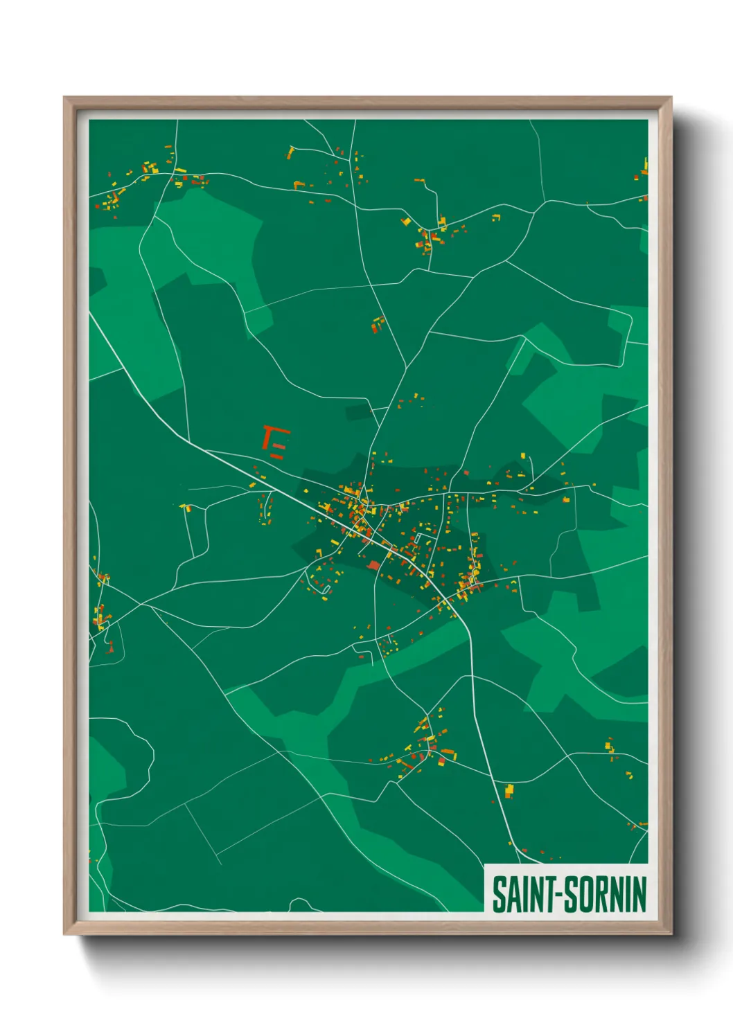 Une affiche de carte sur Saint-Sornin