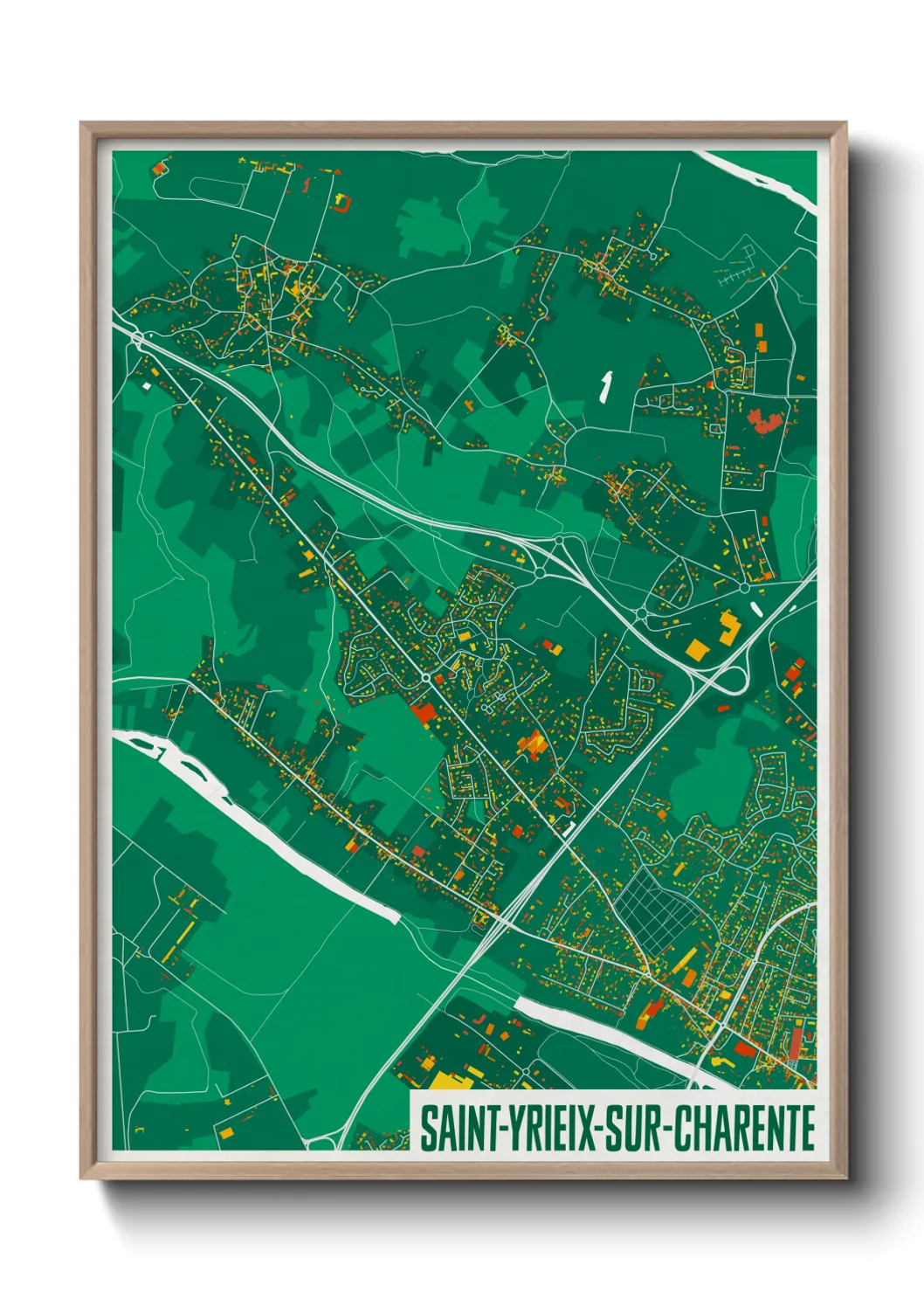 Une affiche de carte sur Saint-Yrieix-sur-Charente
