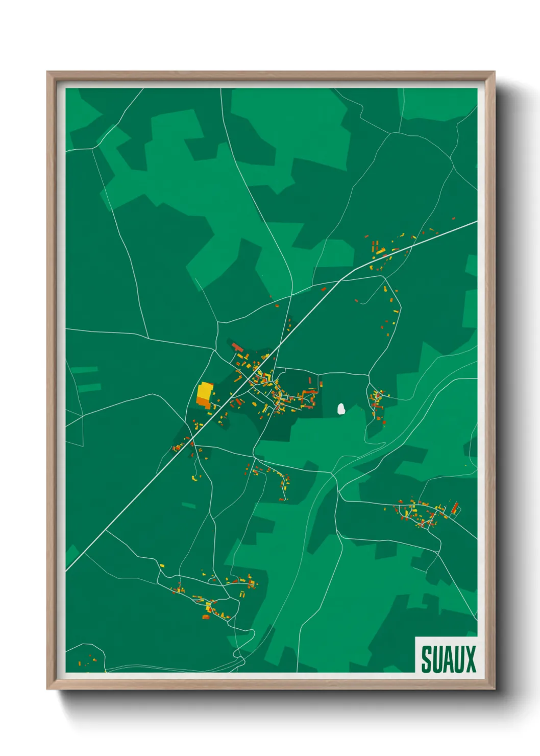 Une affiche de carte sur Suaux