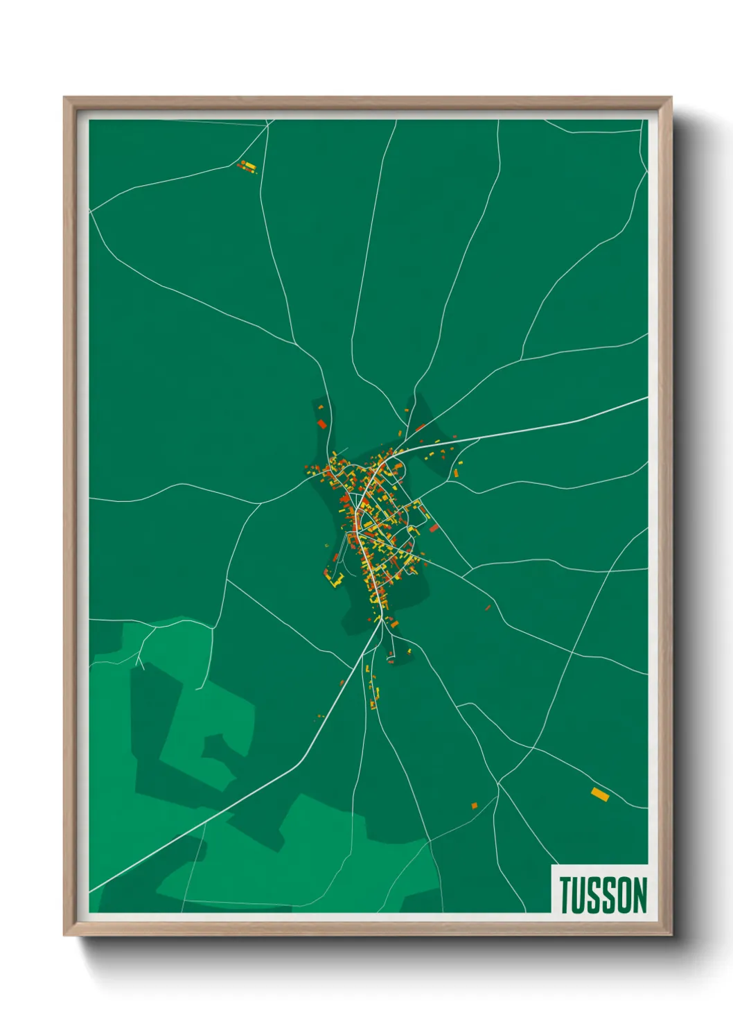 Une affiche de carte sur Tusson