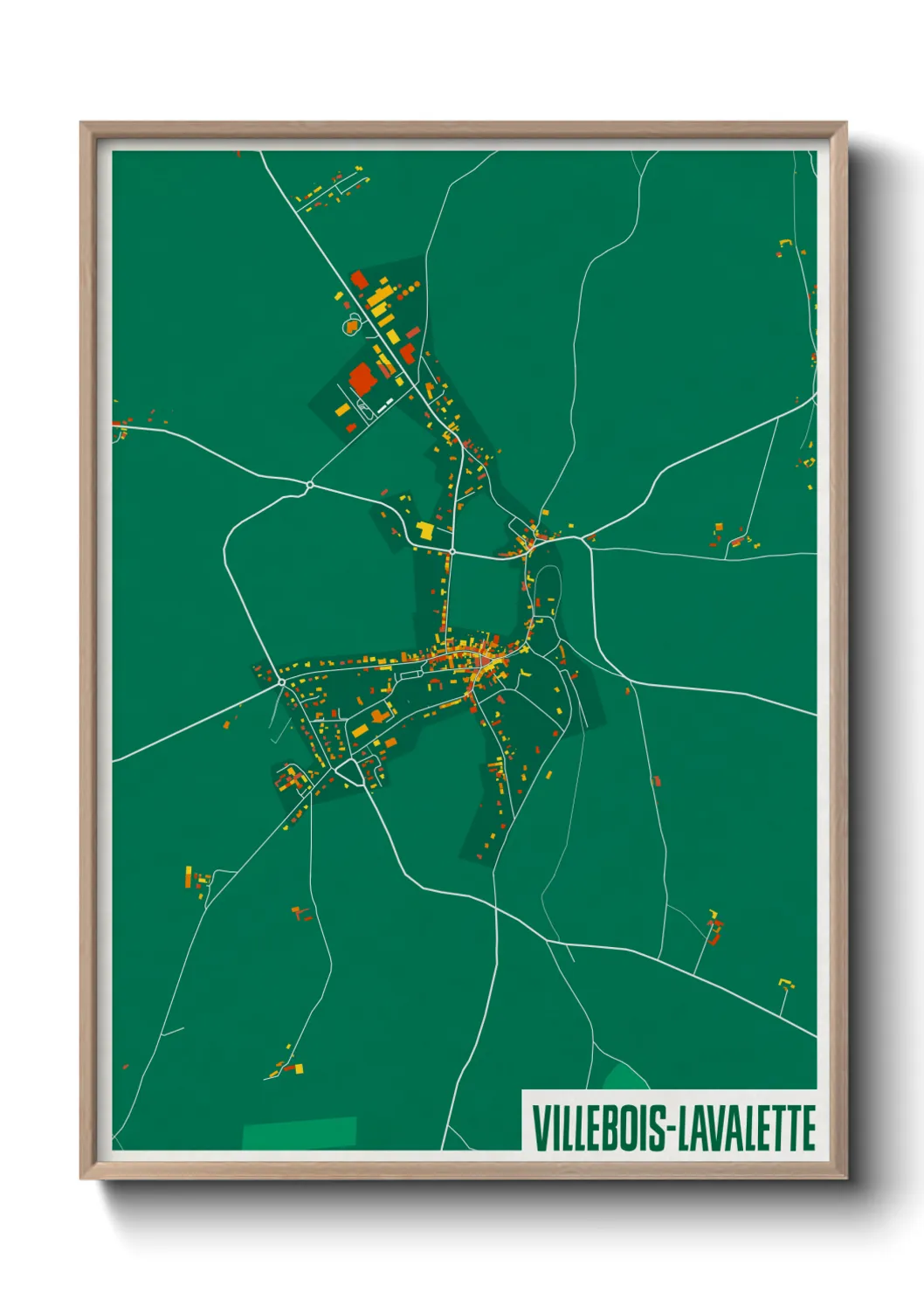 Une affiche de carte sur Villebois-Lavalette
