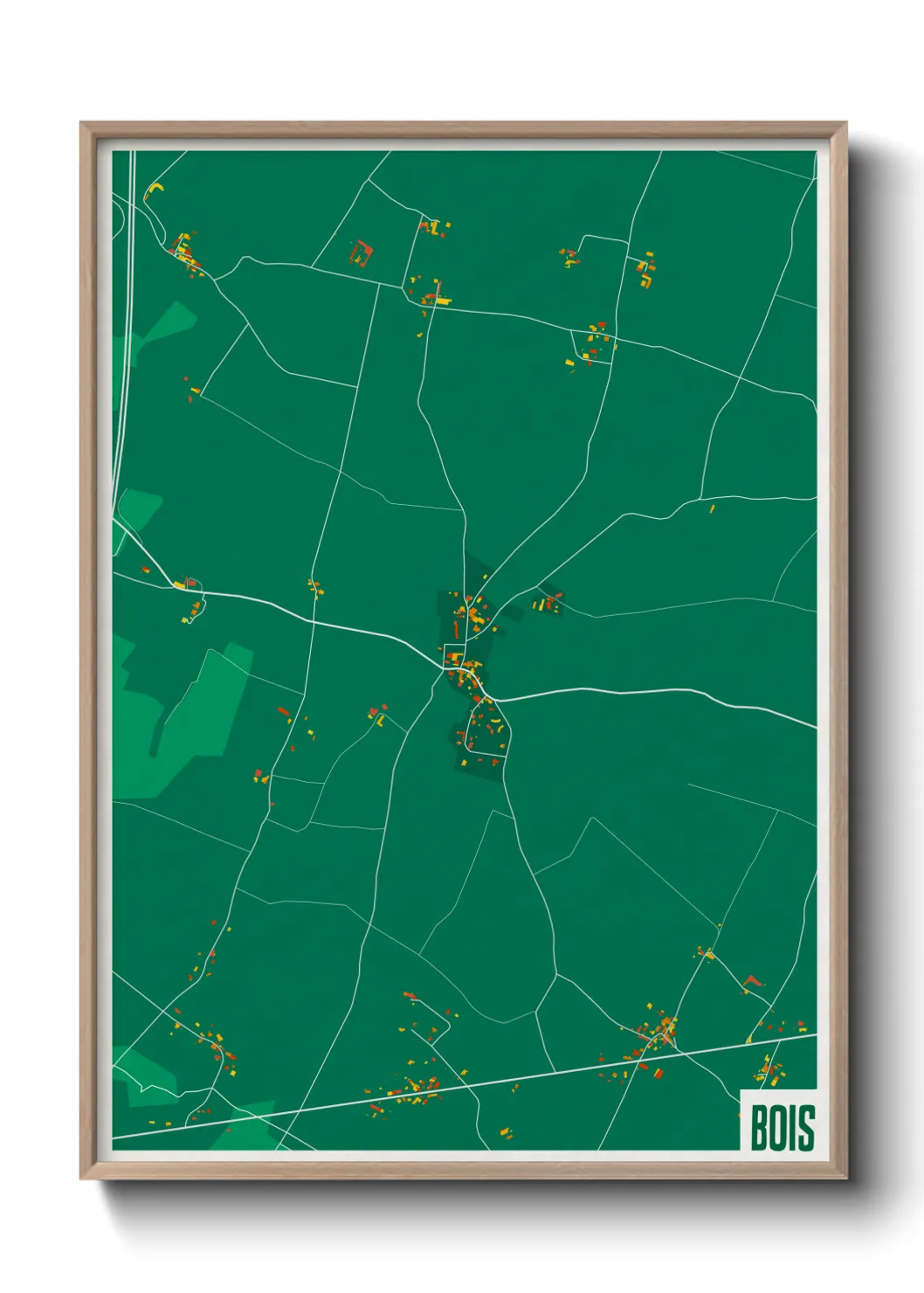 Une affiche de carte sur Bois