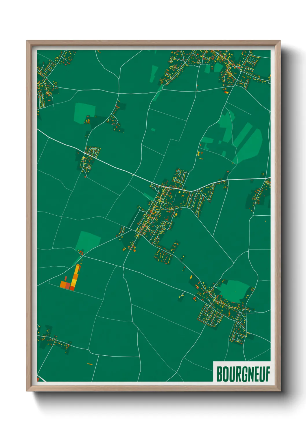Une affiche de carte sur Bourgneuf