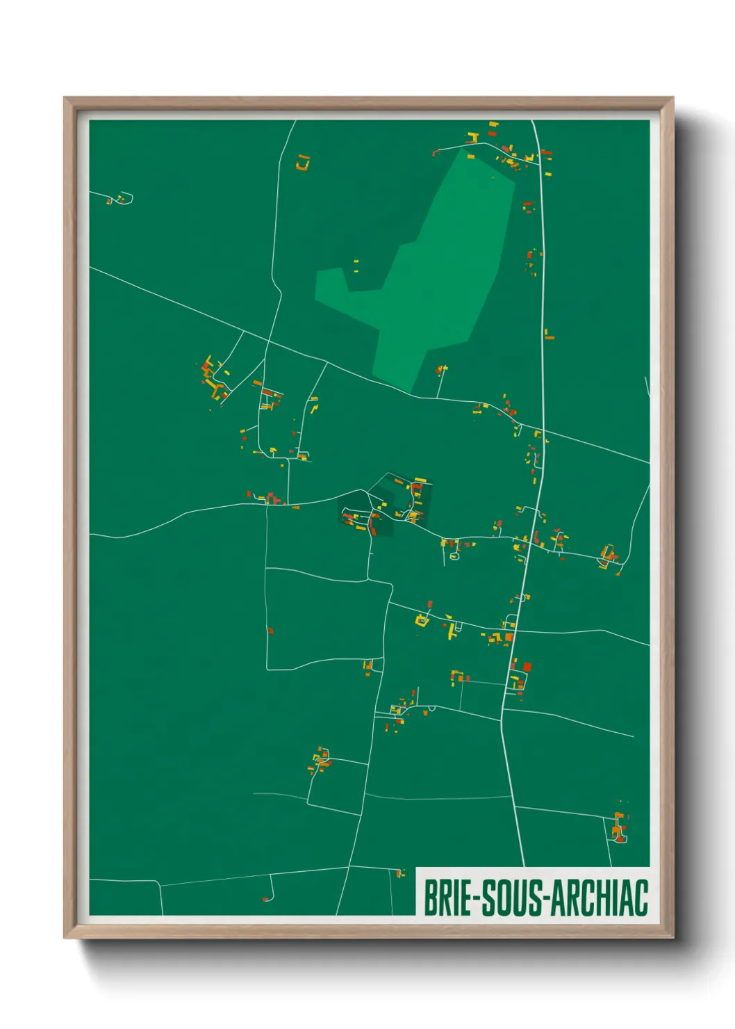 Une affiche de carte sur Brie-sous-Archiac