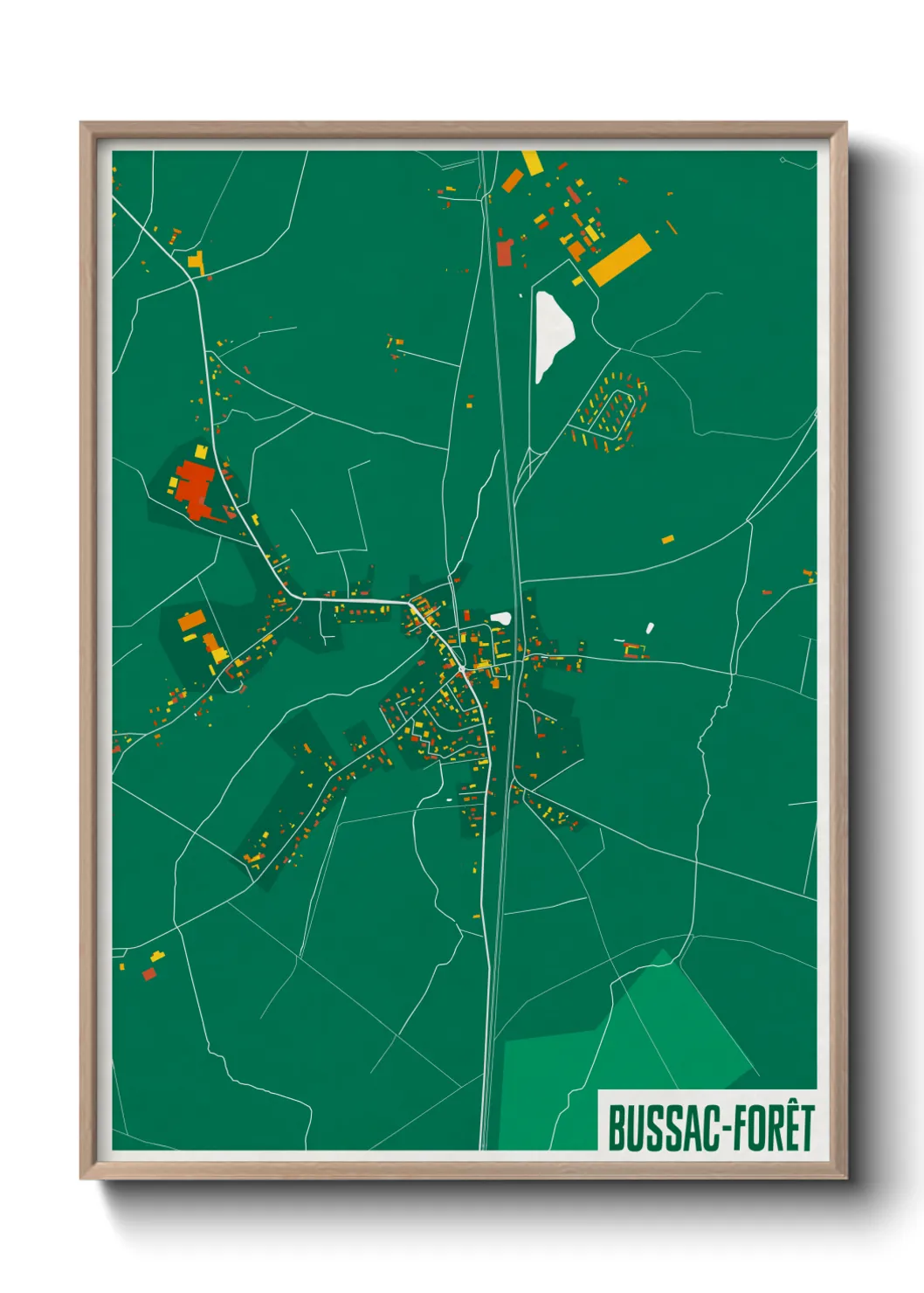 Une affiche de carte sur Bussac-Forêt