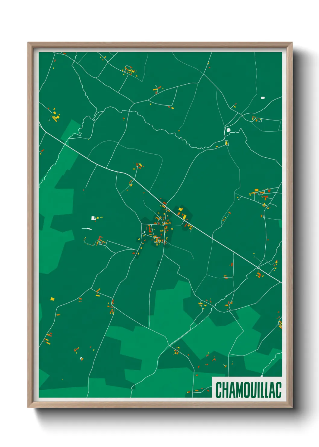 Une affiche de carte sur Chamouillac