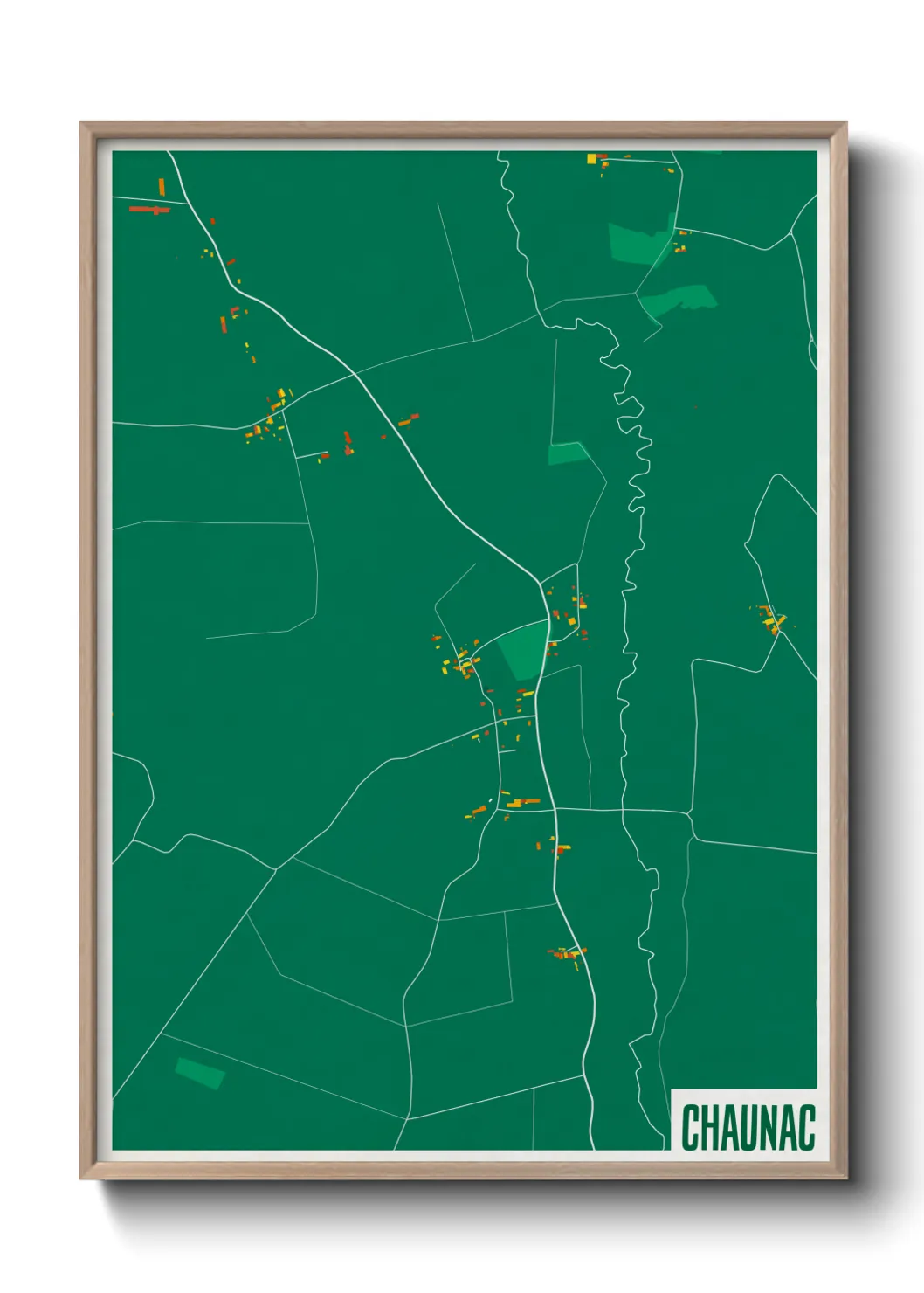 Une affiche de carte sur Chaunac