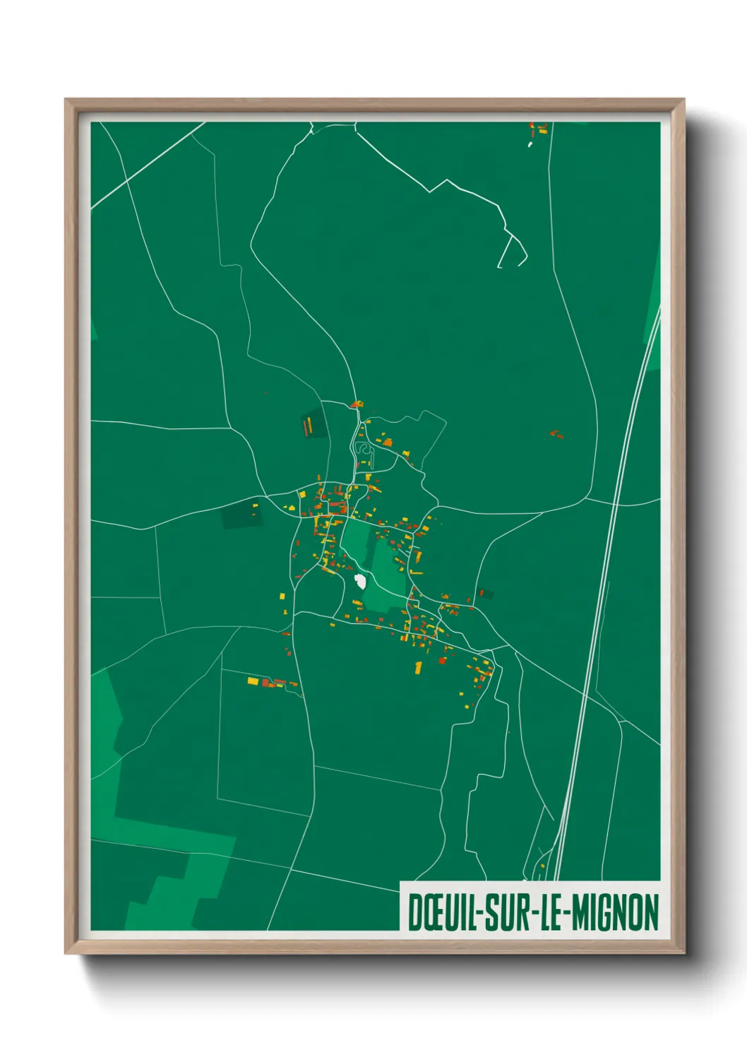 Une affiche de carte sur Dœuil-sur-le-Mignon