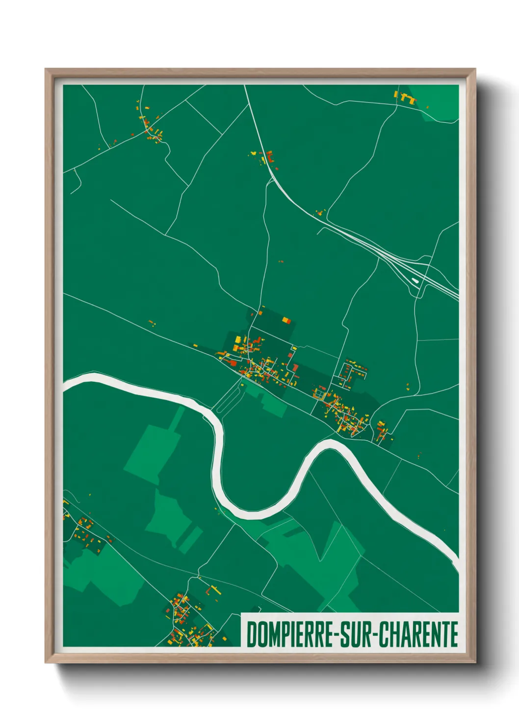 Une affiche de carte sur Dompierre-sur-Charente