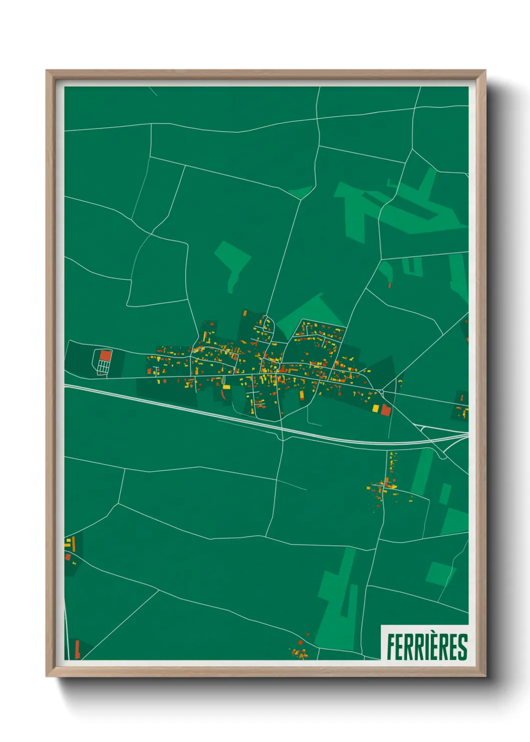 Une affiche de carte sur Ferrières