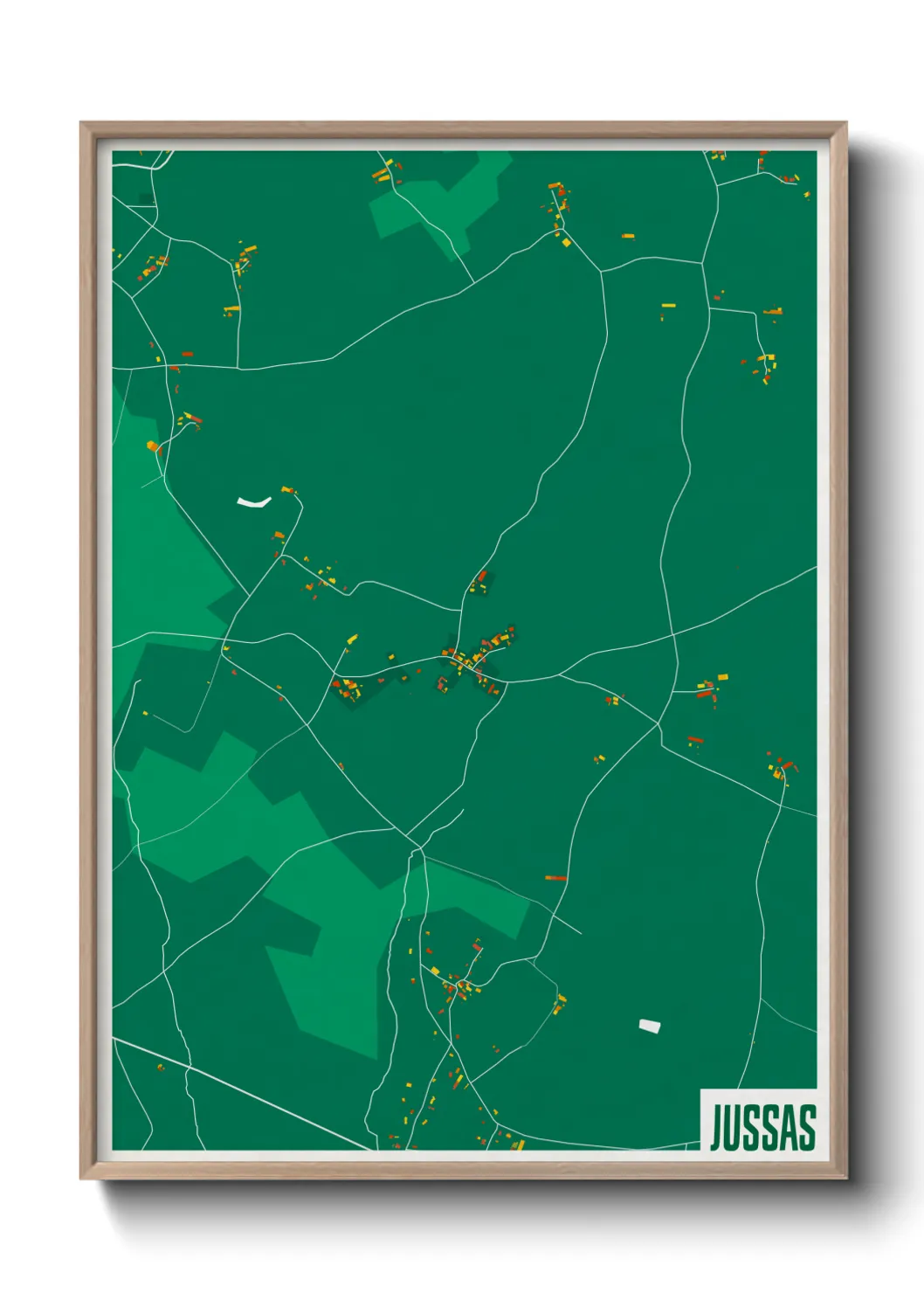 Une affiche de carte sur Jussas