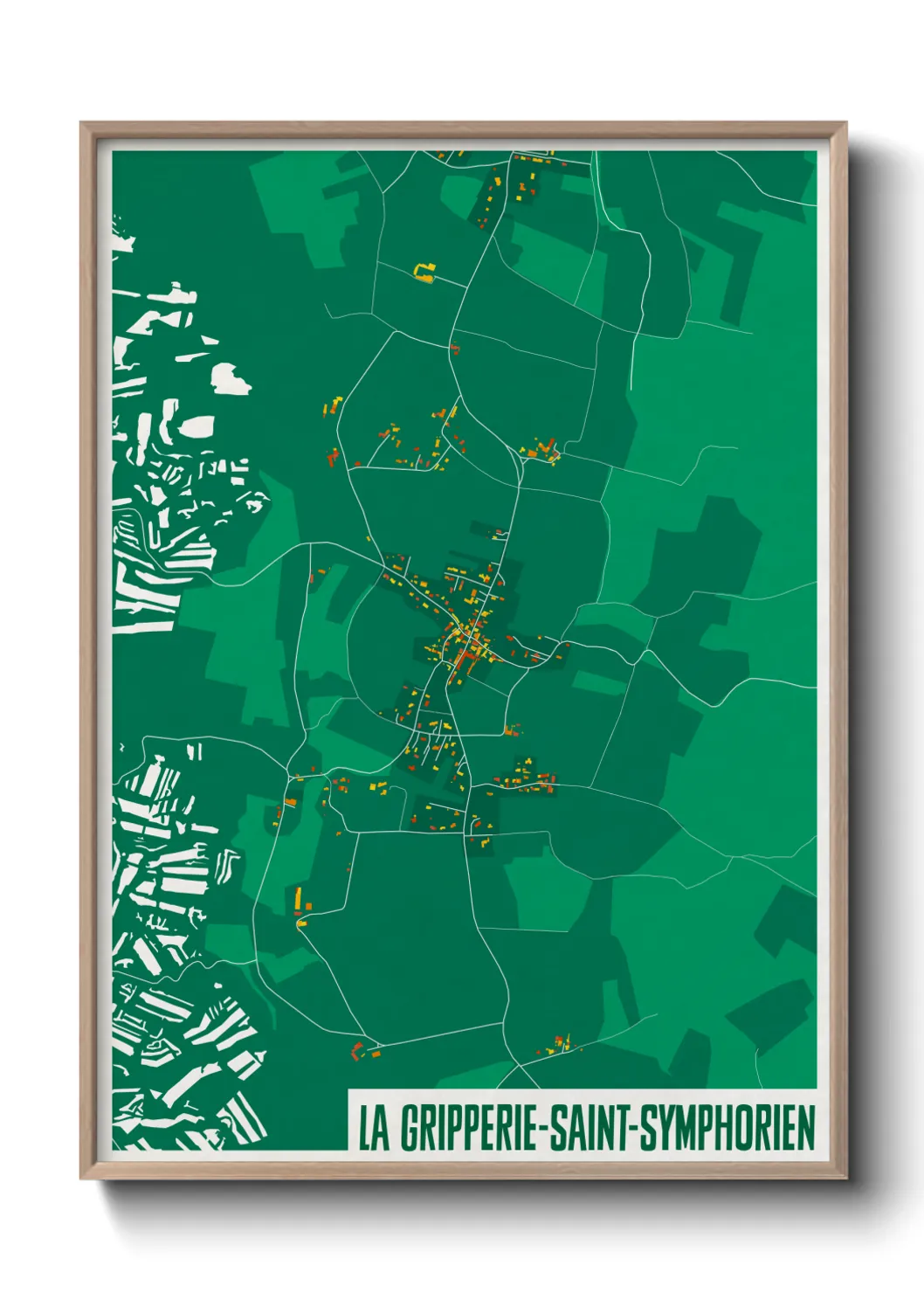 Une affiche de carte sur La Gripperie-Saint-Symphorien