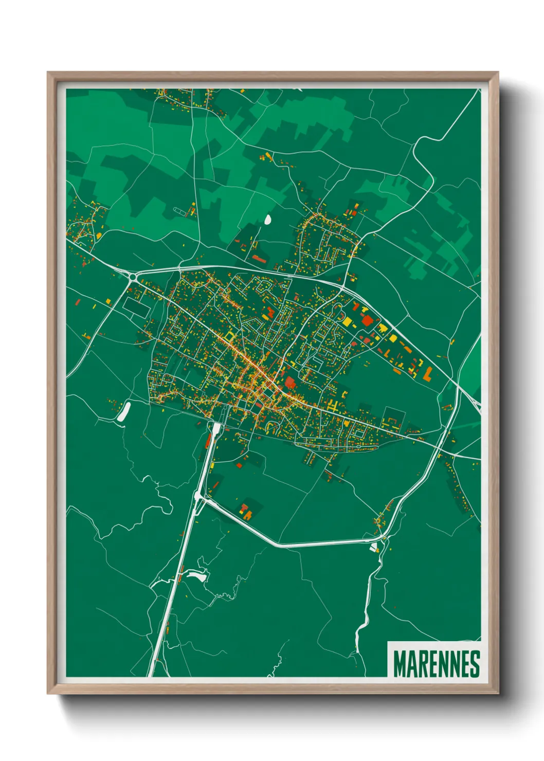 Une affiche de carte sur Marennes