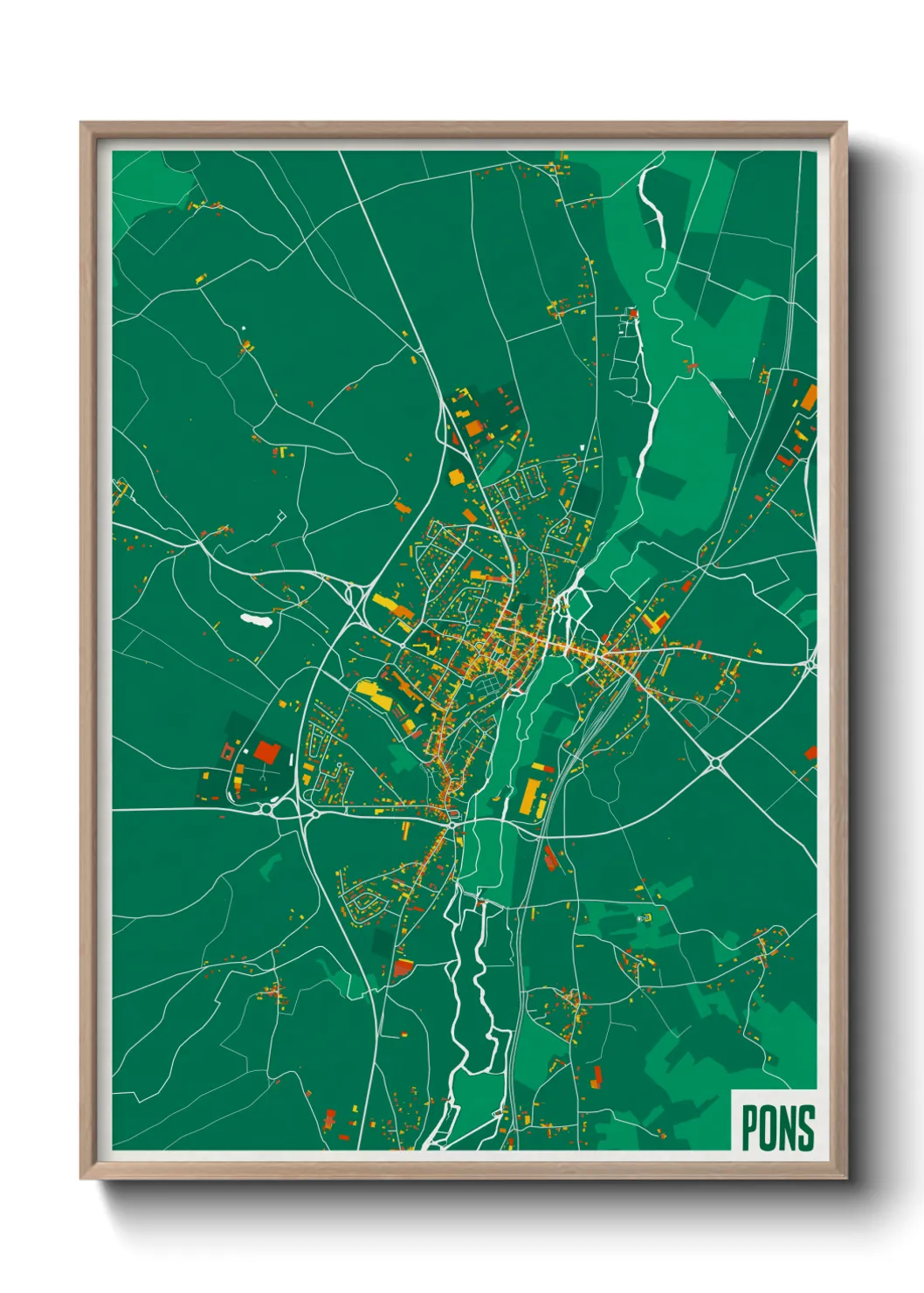 Une affiche de carte sur Pons