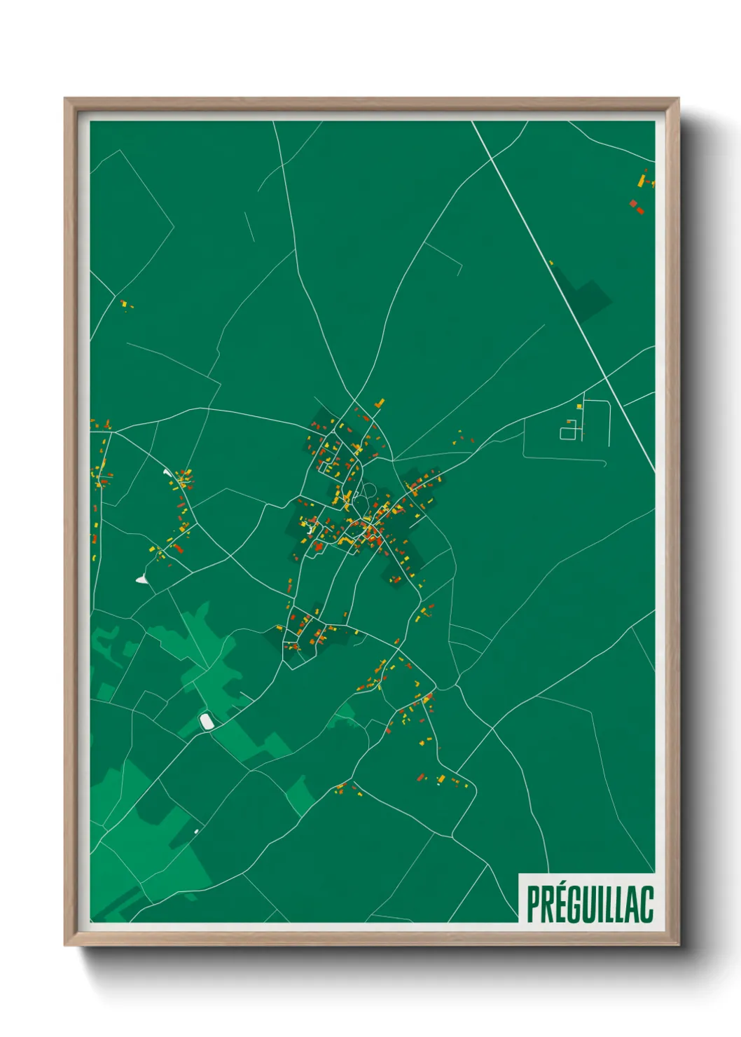 Une affiche de carte sur Préguillac