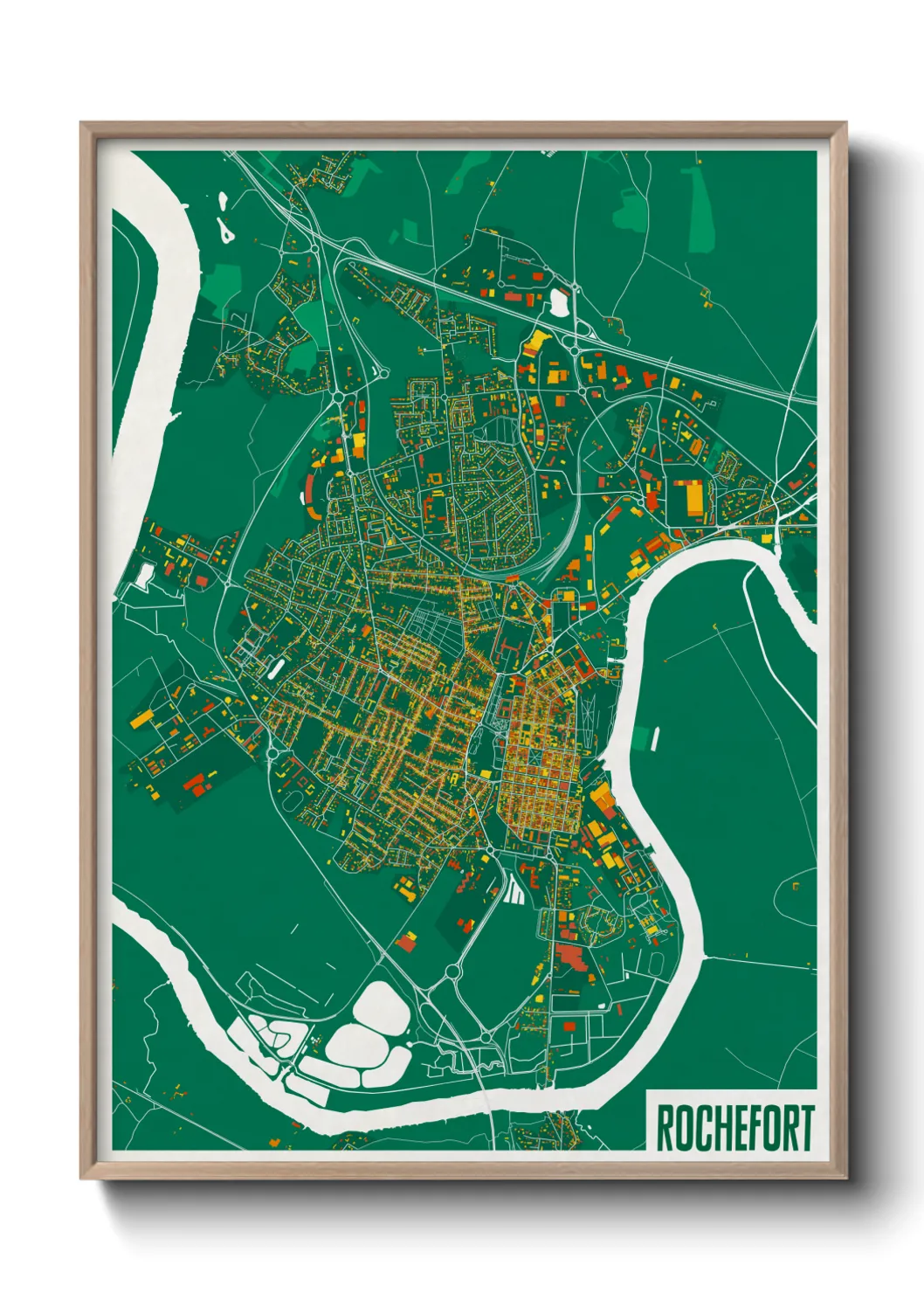 Une affiche de carte sur Rochefort