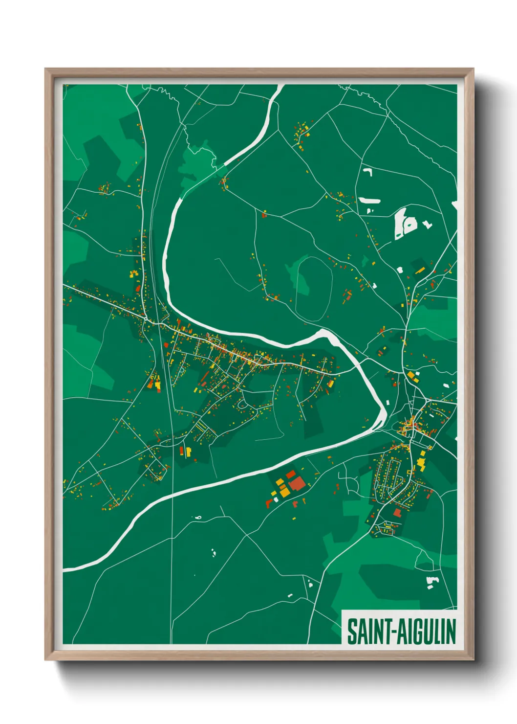 Une affiche de carte sur Saint-Aigulin