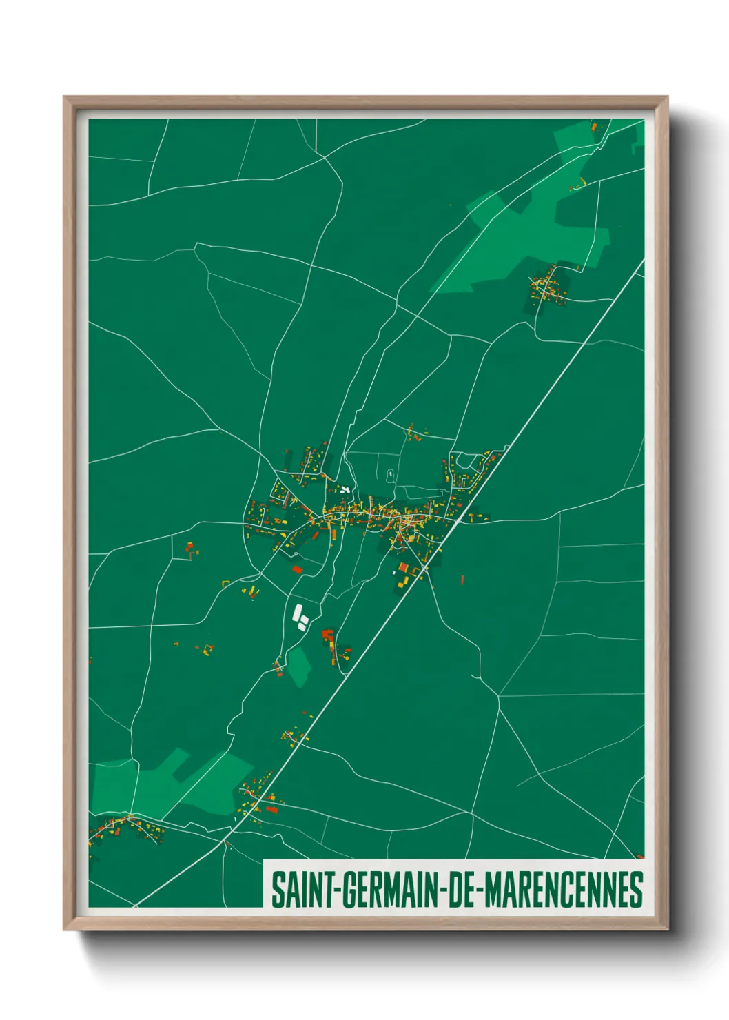 Une affiche de carte sur Saint-Germain-de-Marencennes
