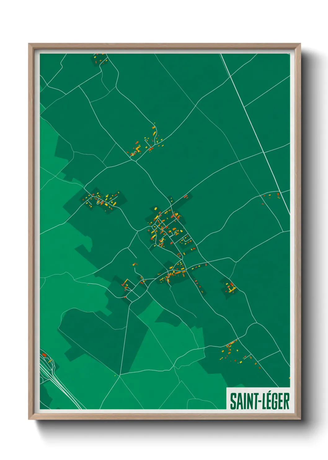 Une affiche de carte sur Saint-Léger