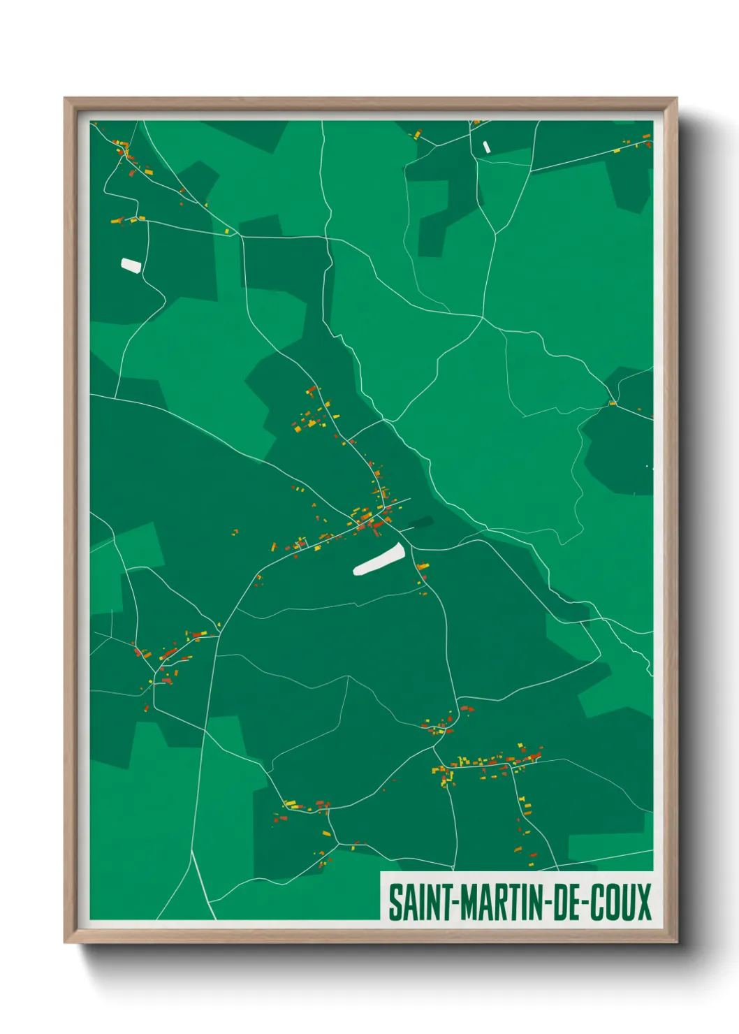 Une affiche de carte sur Saint-Martin-de-Coux