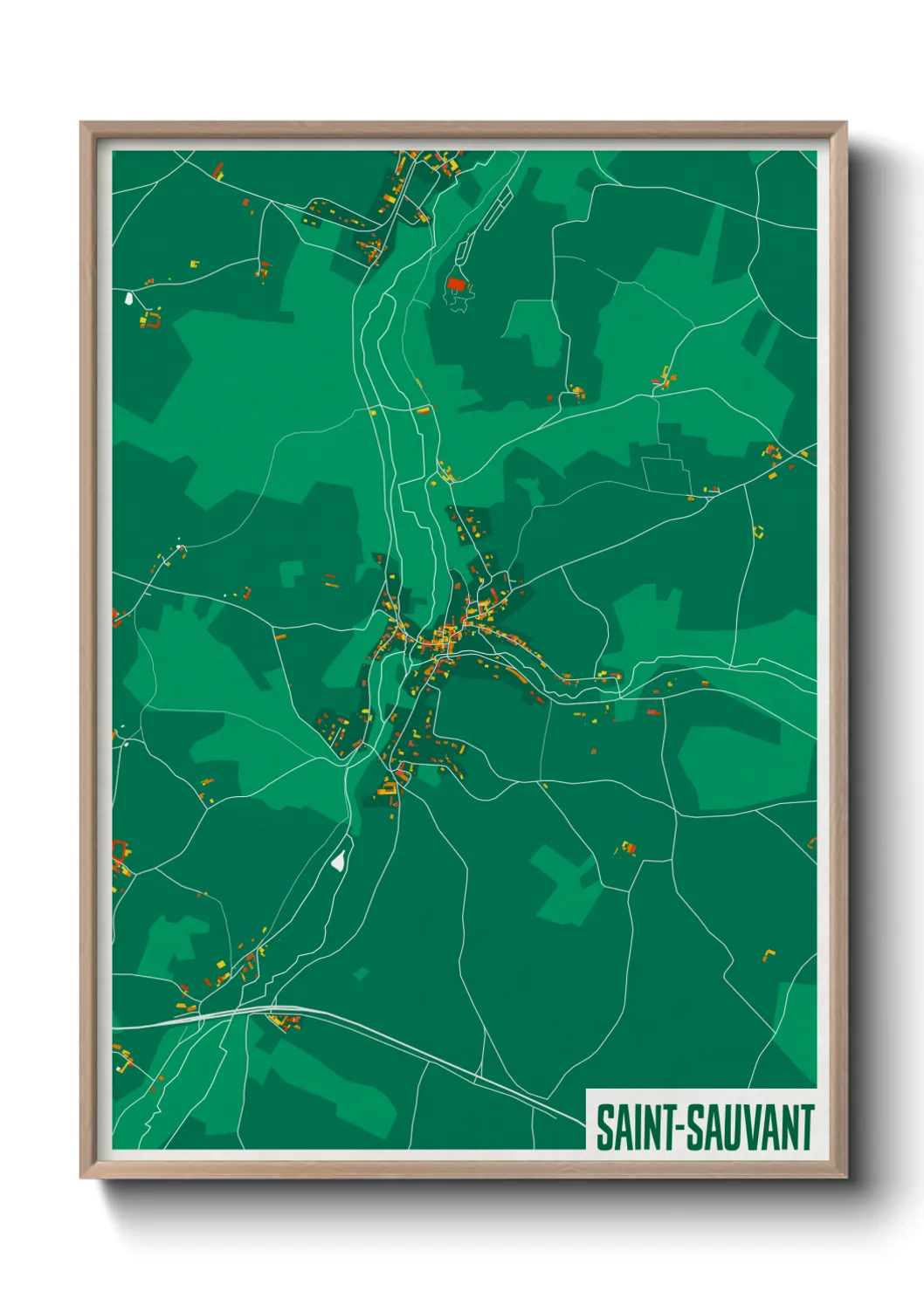Une affiche de carte sur Saint-Sauvant