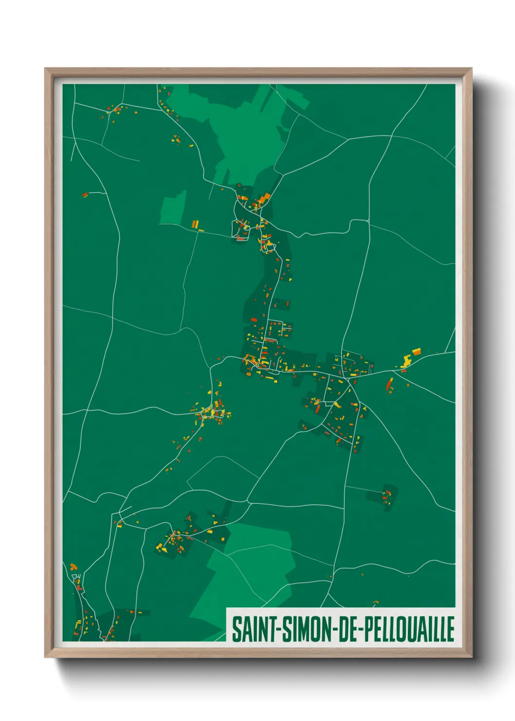 Une affiche de carte sur Saint-Simon-de-Pellouaille