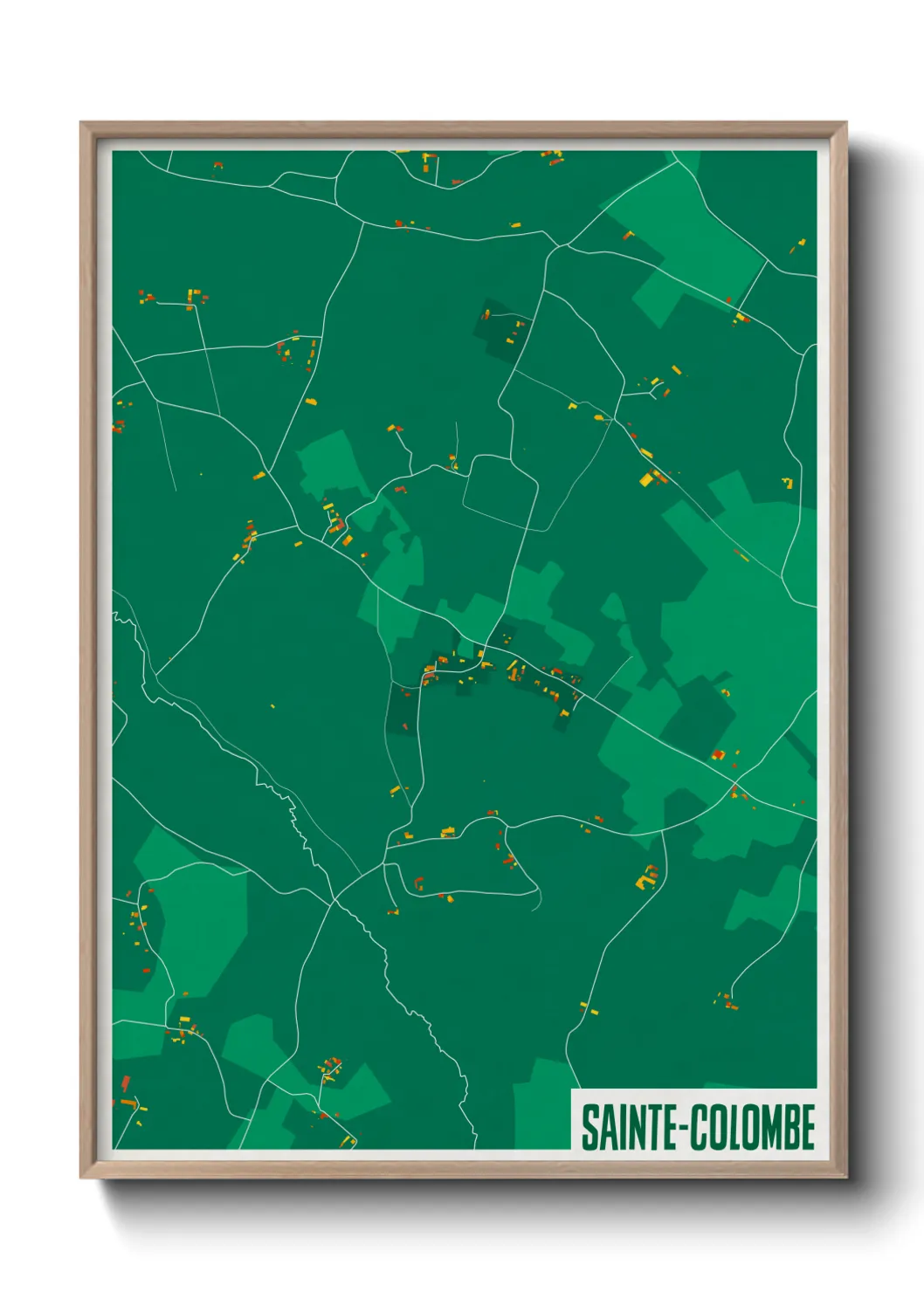 Une affiche de carte sur Sainte-Colombe