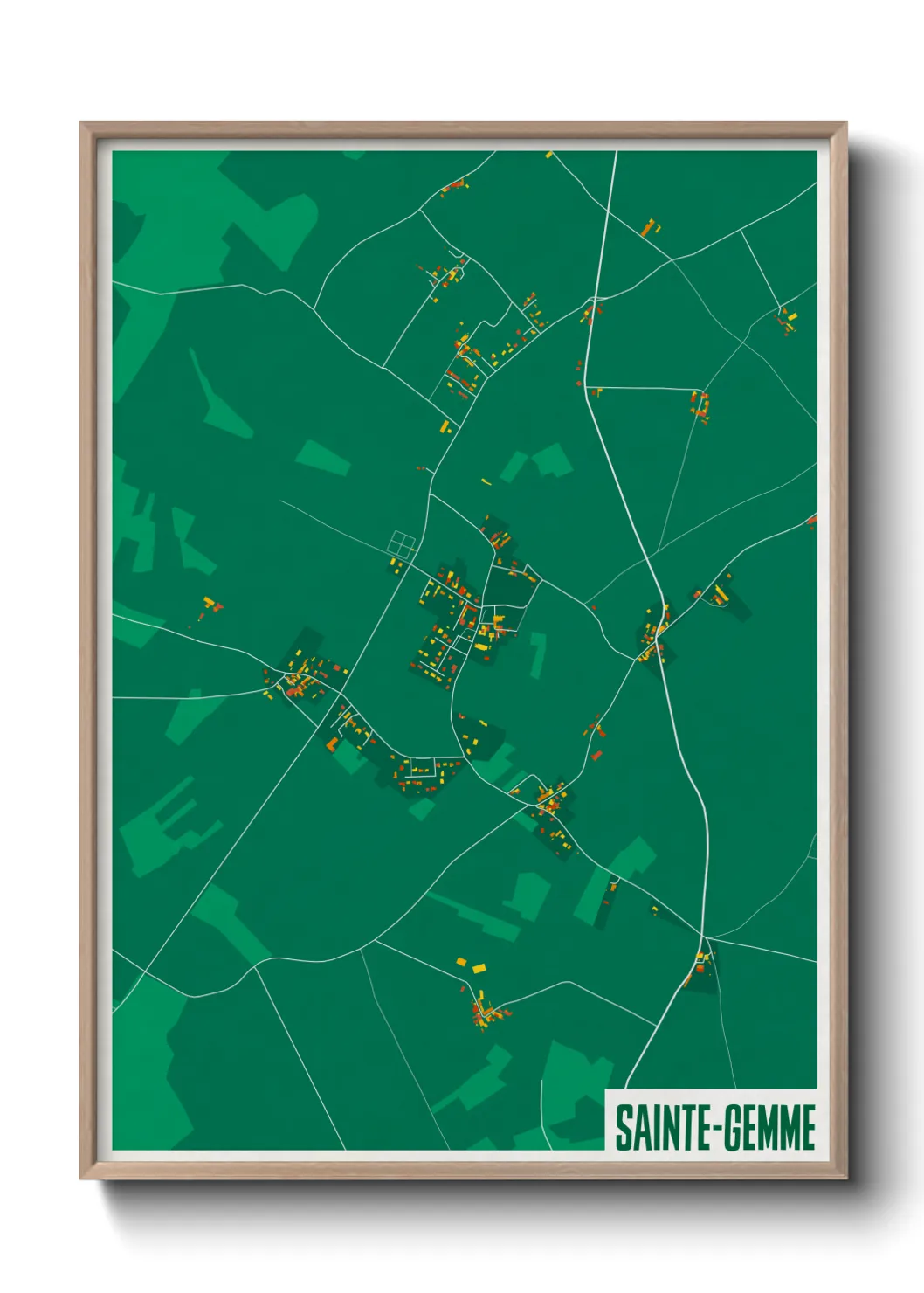 Une affiche de carte sur Sainte-Gemme