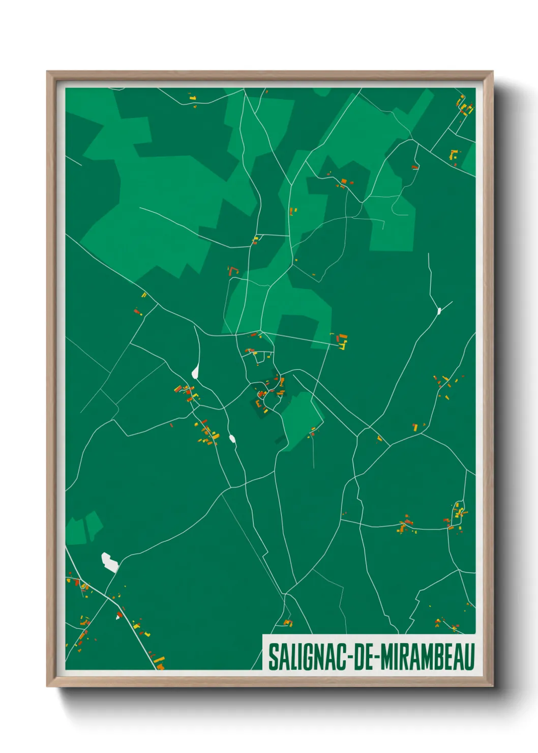 Une affiche de carte sur Salignac-de-Mirambeau