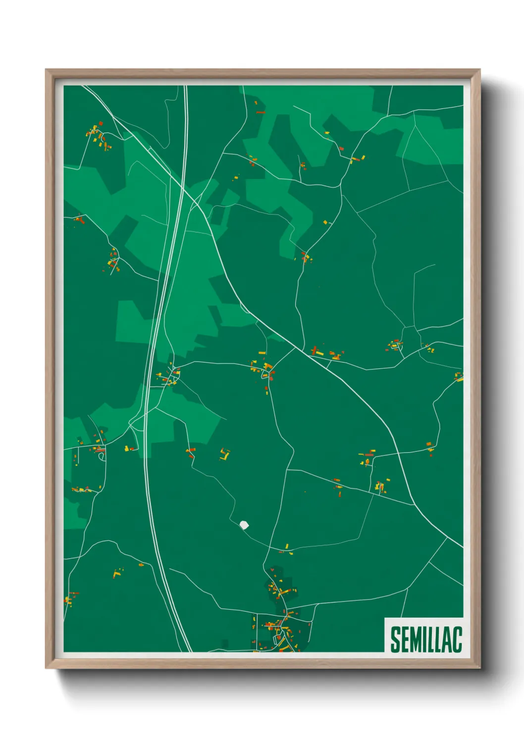 Une affiche de carte sur Semillac