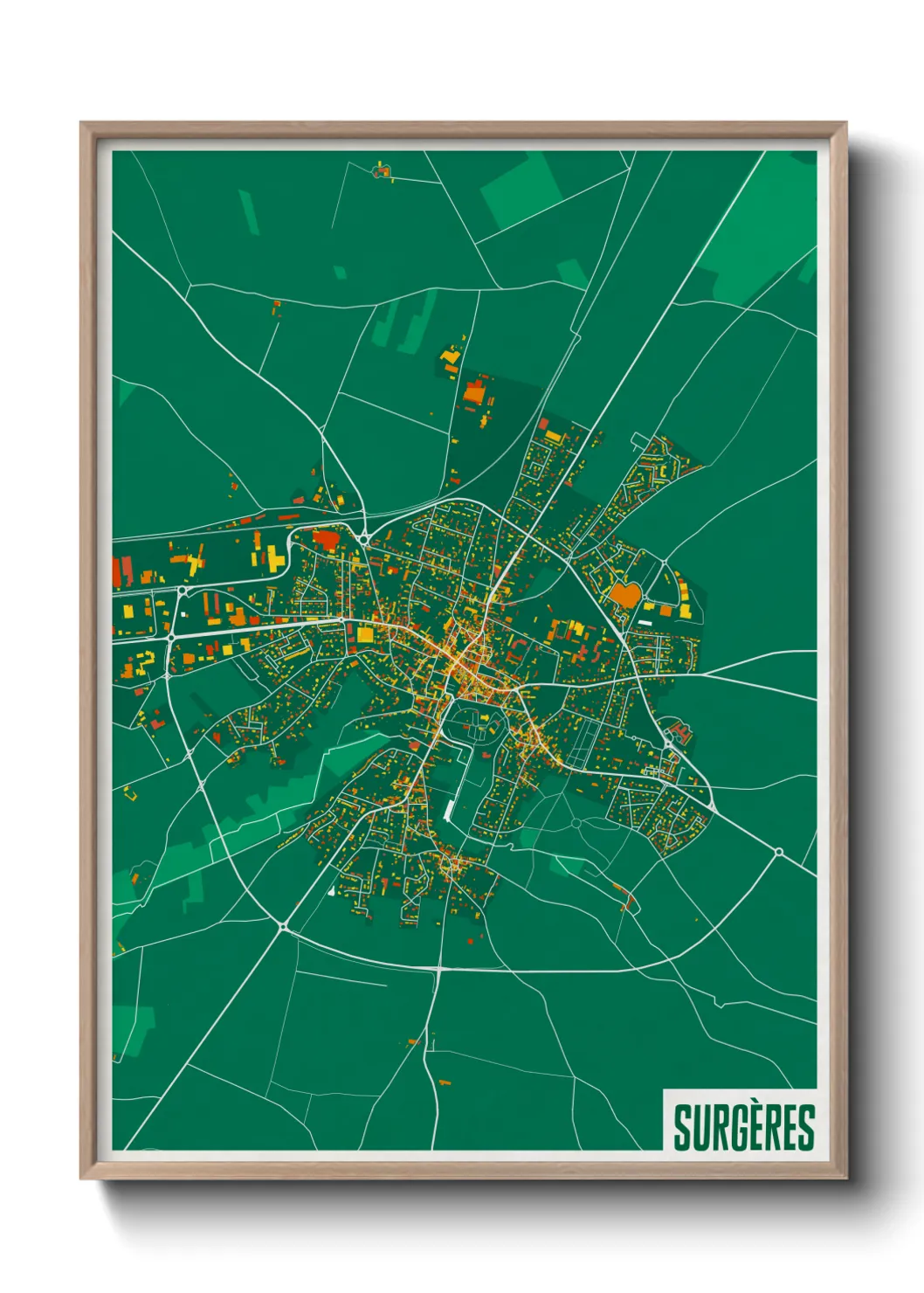 Une affiche de carte sur Surgères