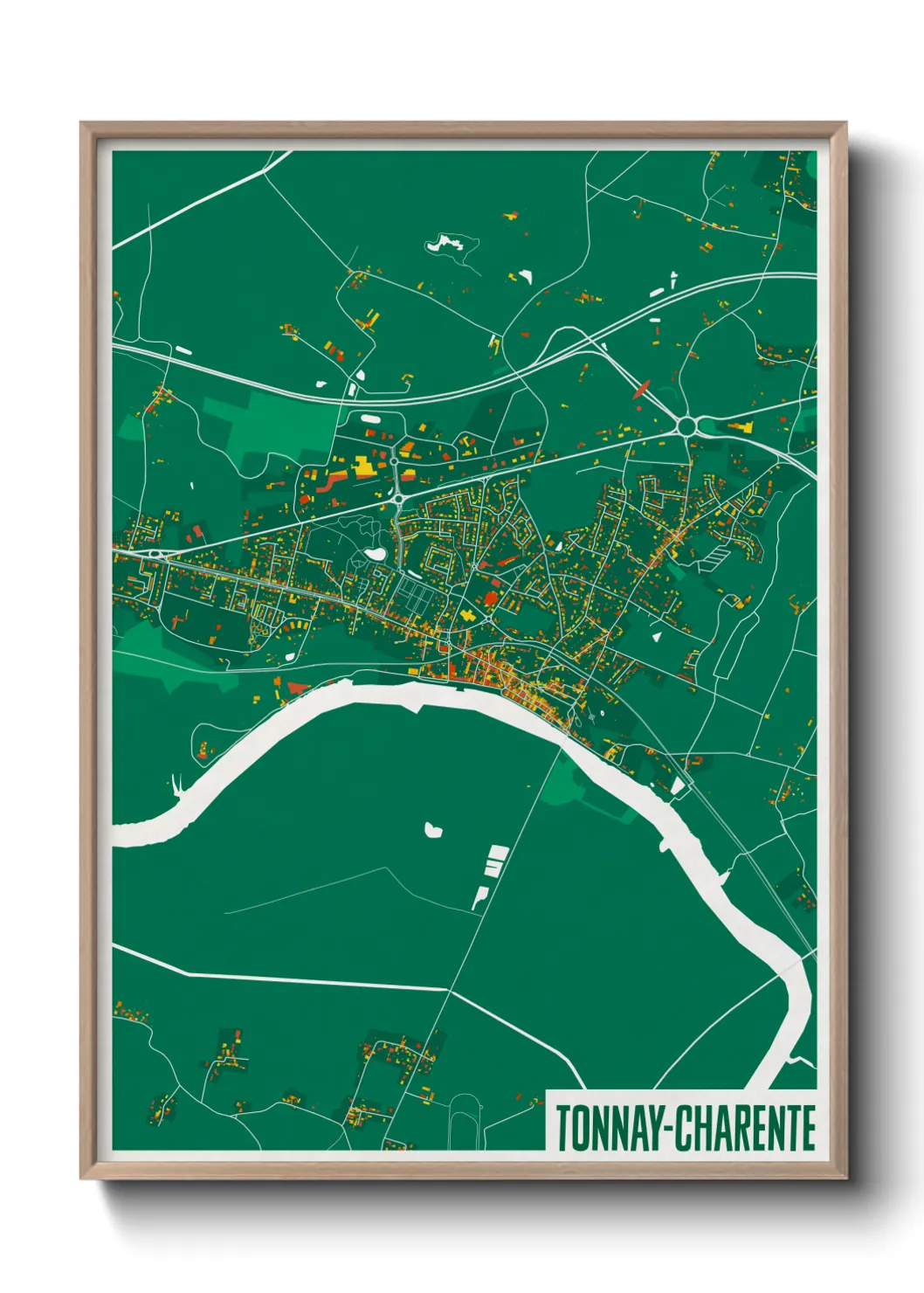 Une affiche de carte sur Tonnay-Charente