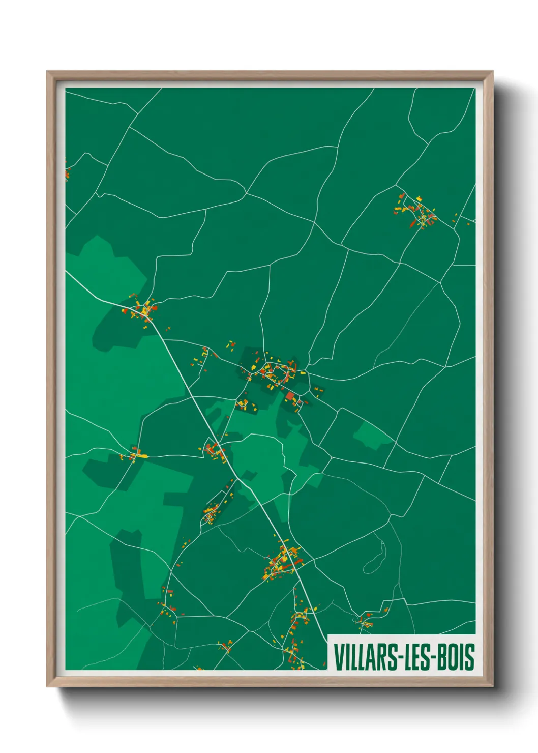 Une affiche de carte sur Villars-les-Bois