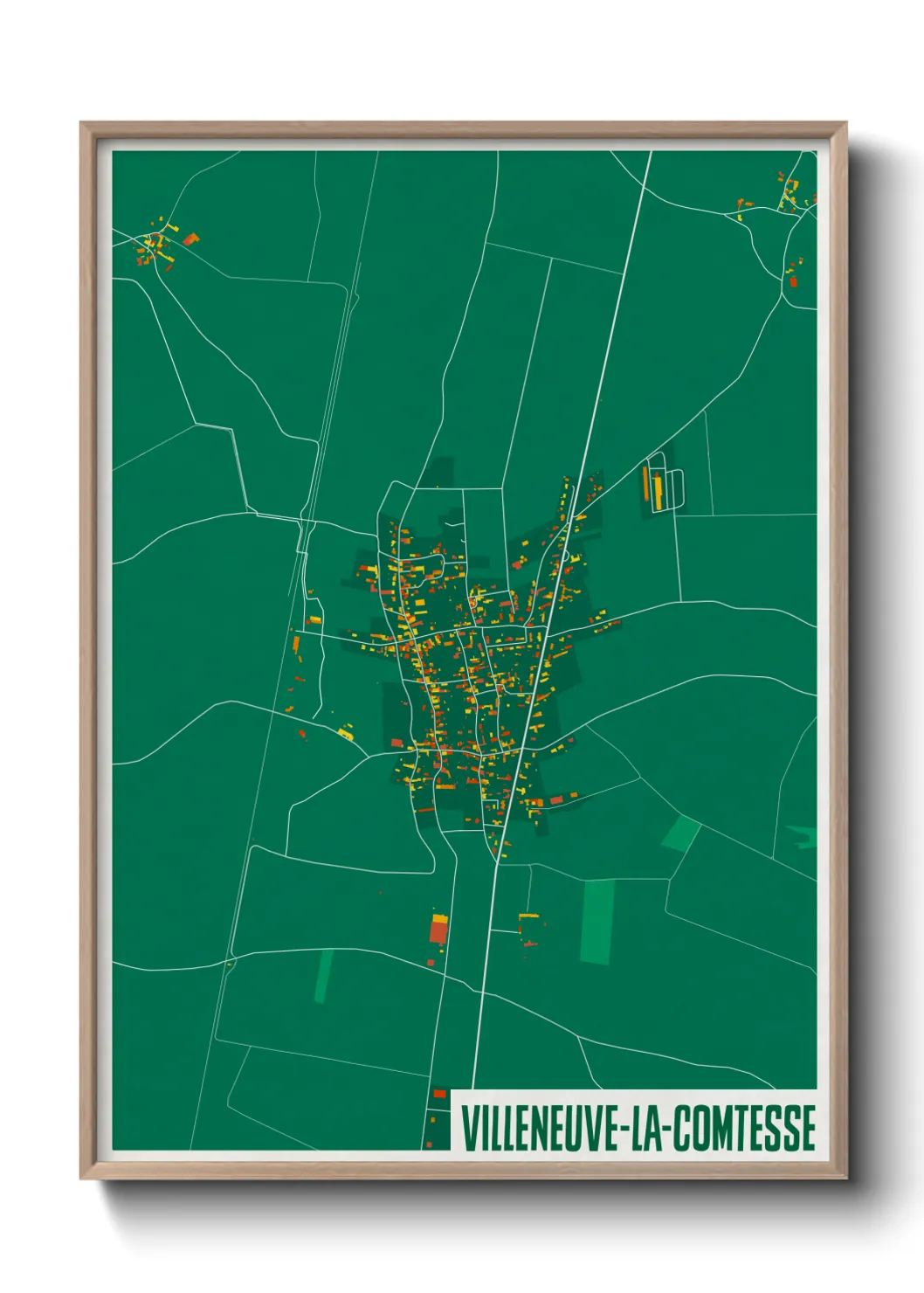 Une affiche de carte sur Villeneuve-la-Comtesse