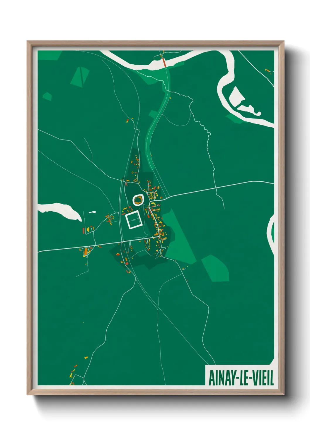 Une affiche de carte sur Ainay-le-Vieil