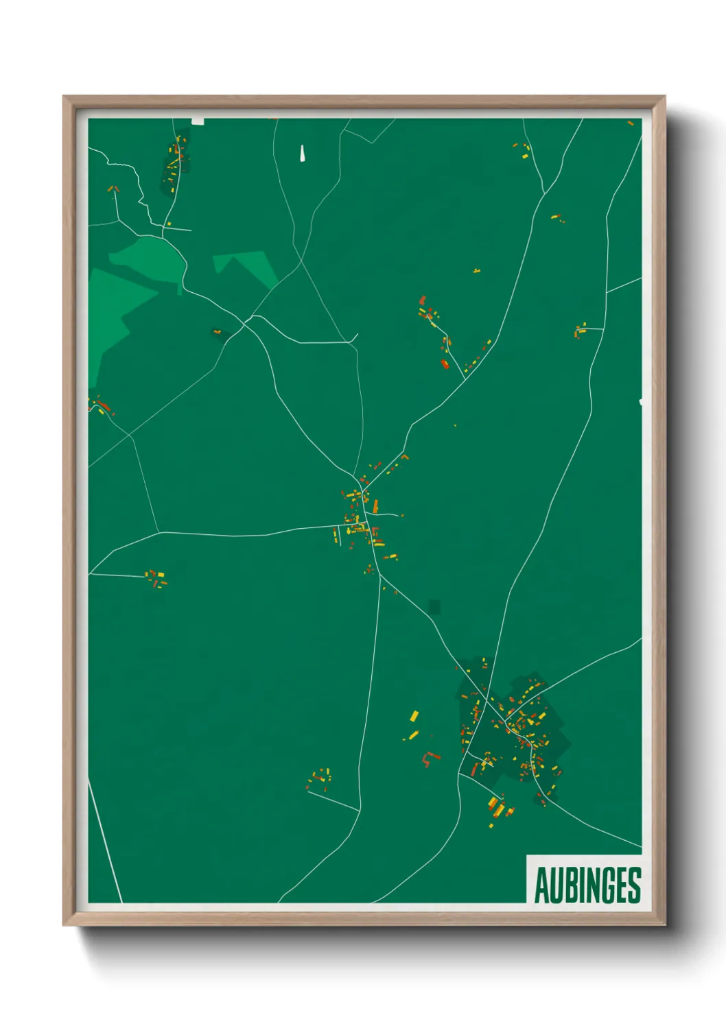 Une affiche de carte sur Aubinges