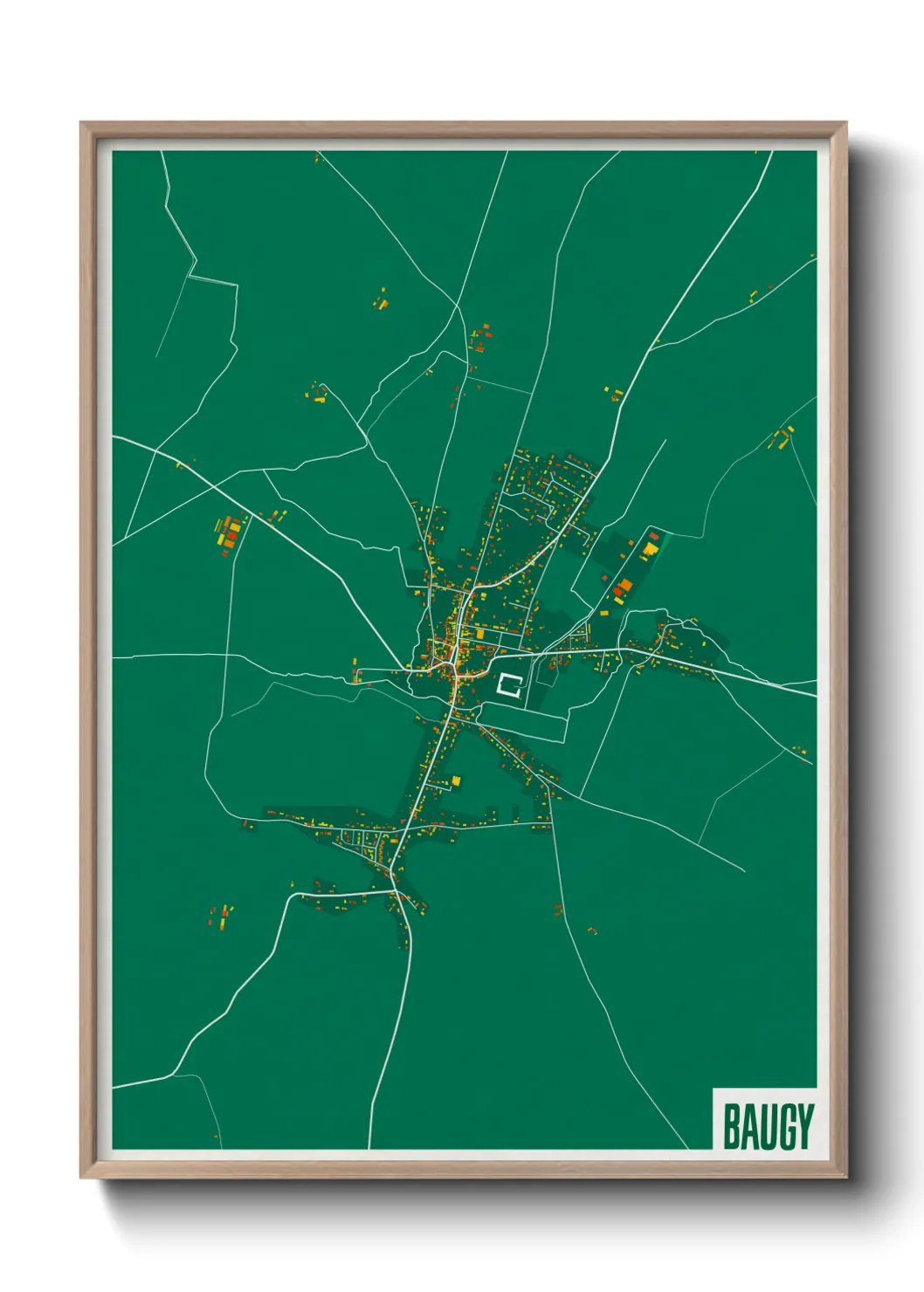 Une affiche de carte sur Baugy