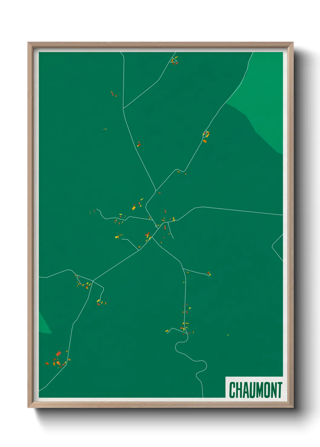 Une affiche de carte sur Chaumont