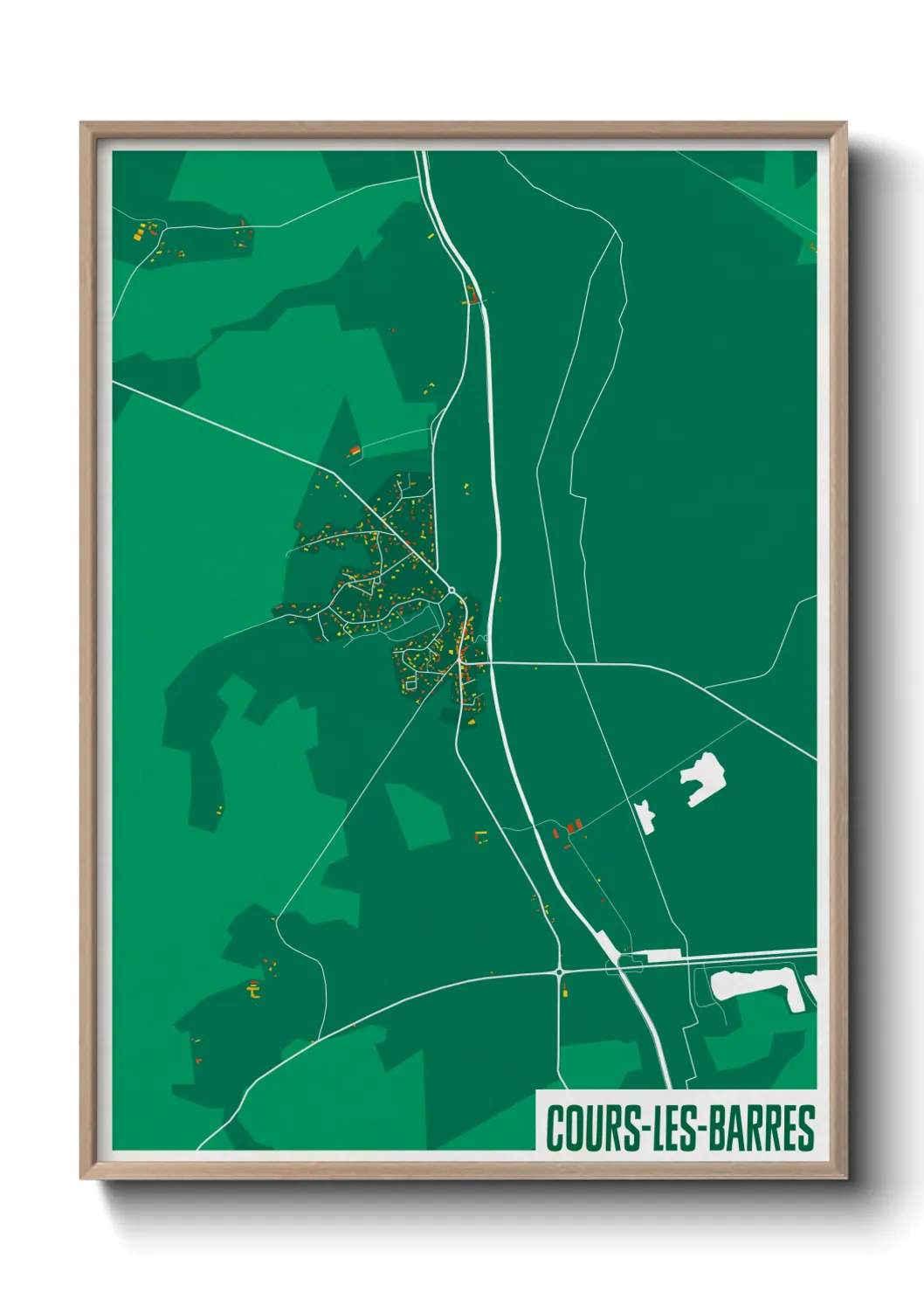 Une affiche de carte sur Cours-les-Barres