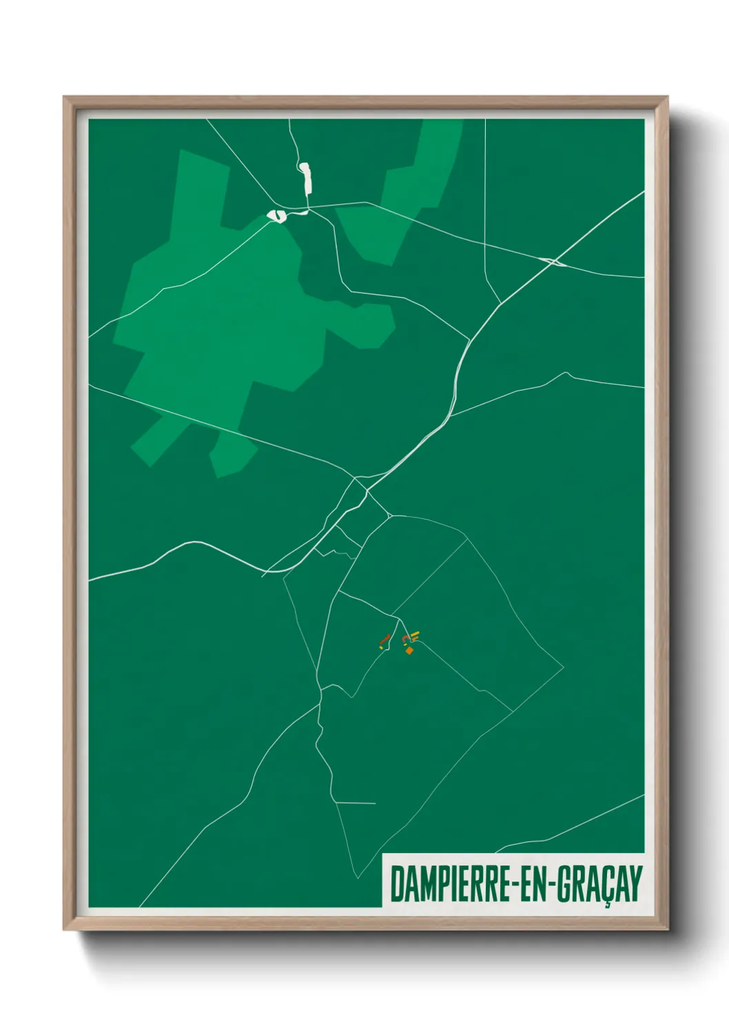 Une affiche de carte sur Dampierre-en-Graçay