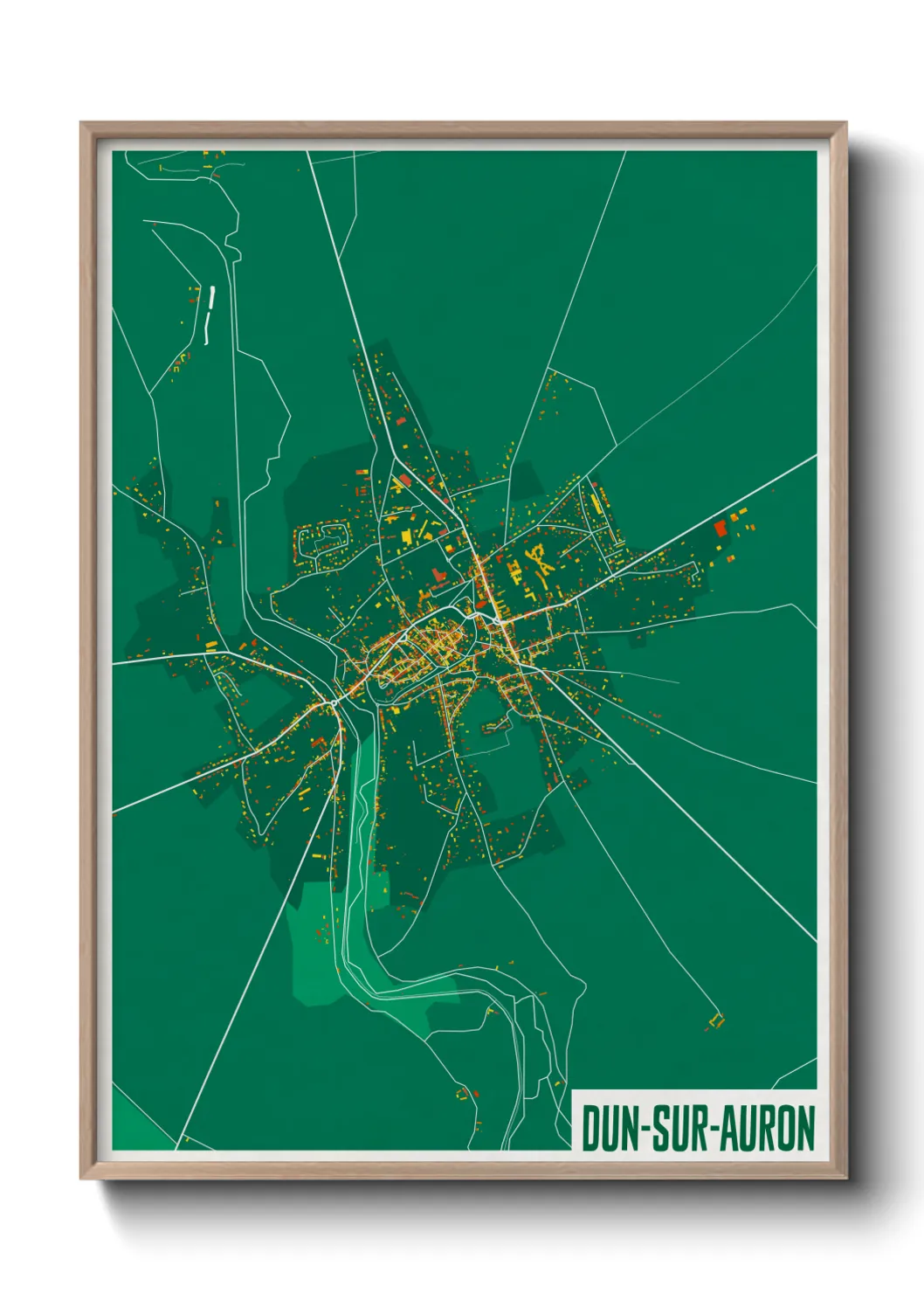 Une affiche de carte sur Dun-sur-Auron