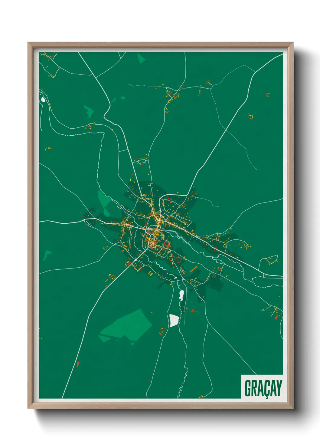Une affiche de carte sur Graçay