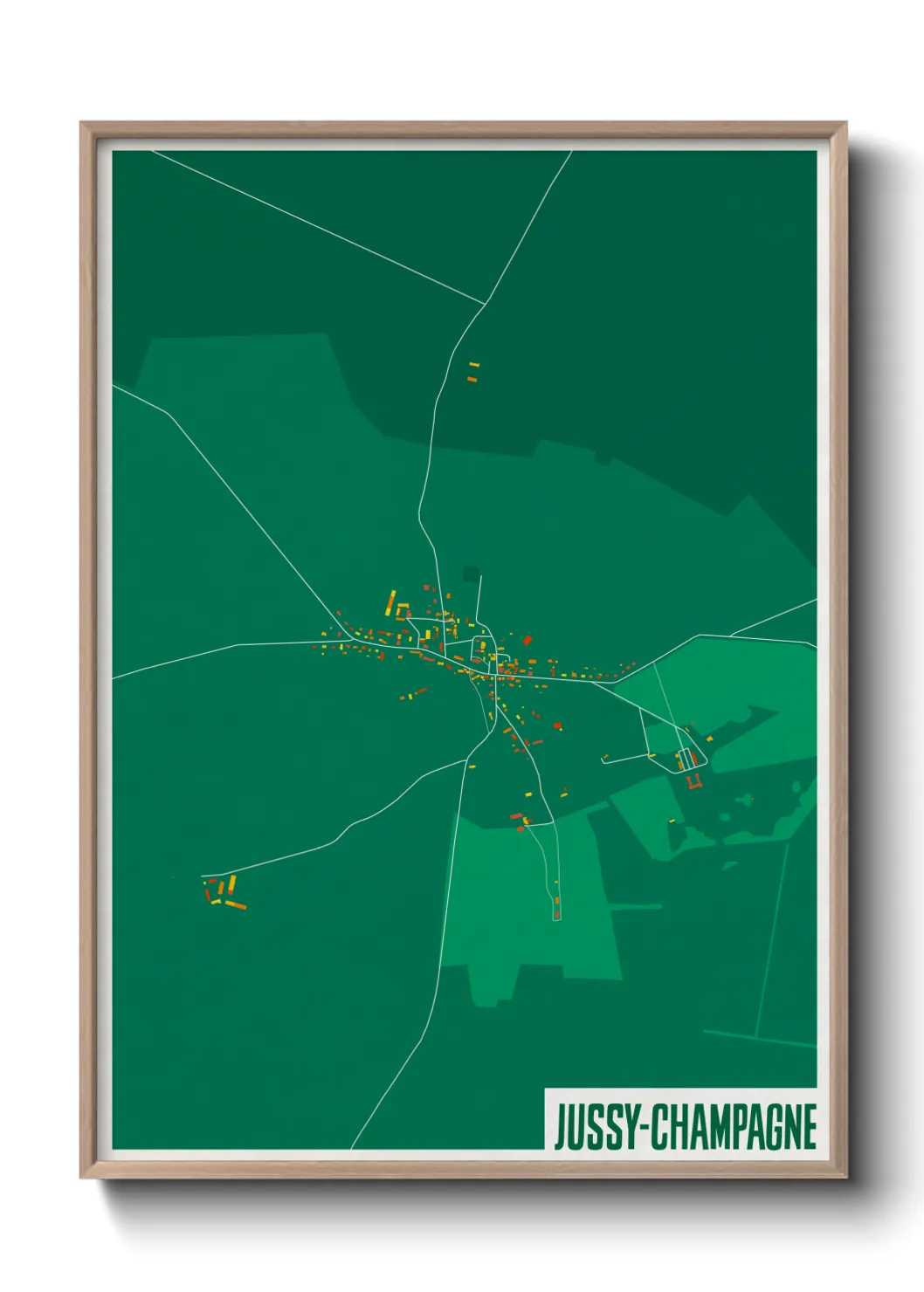 Une affiche de carte sur Jussy-Champagne