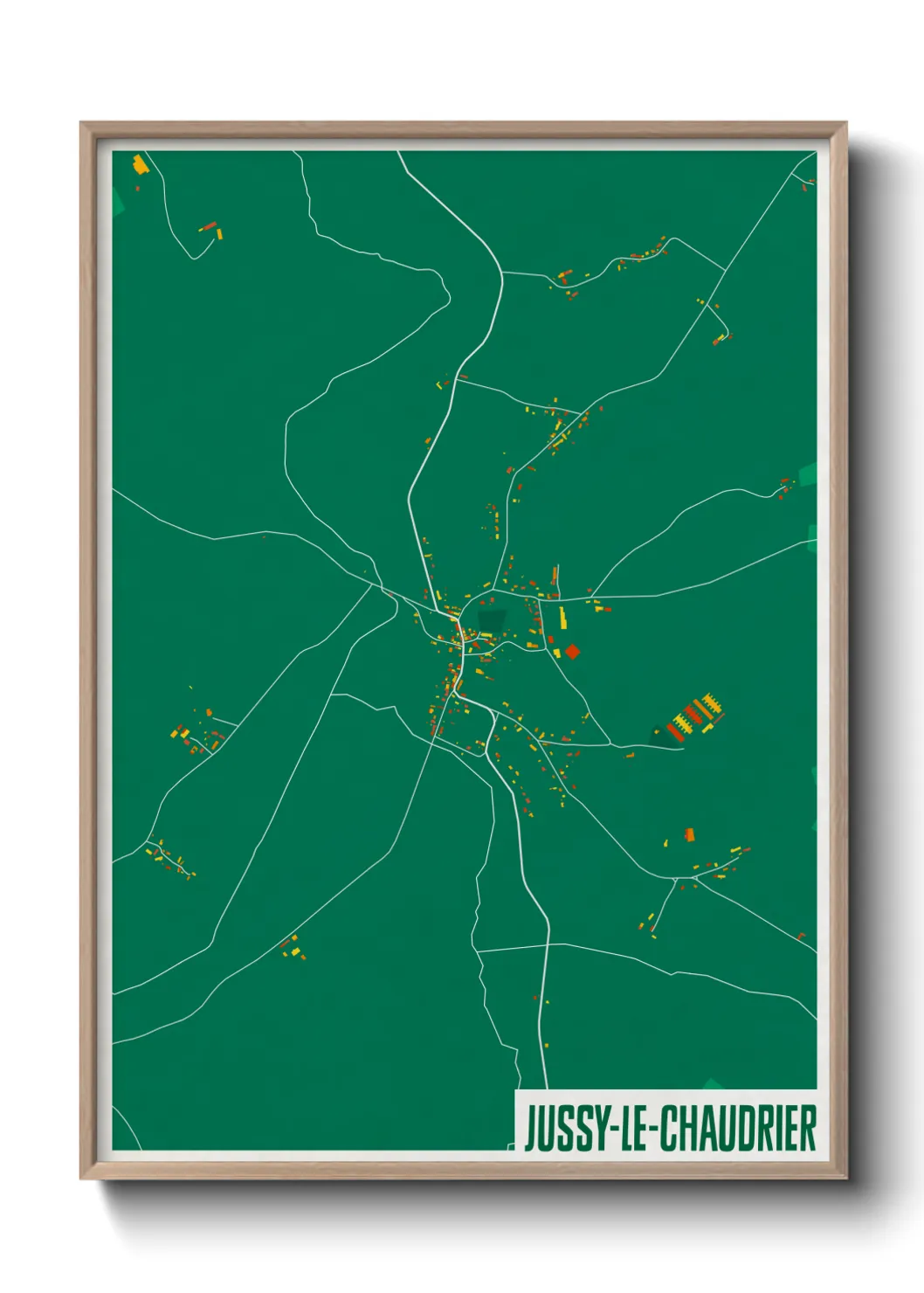 Une affiche de carte sur Jussy-le-Chaudrier